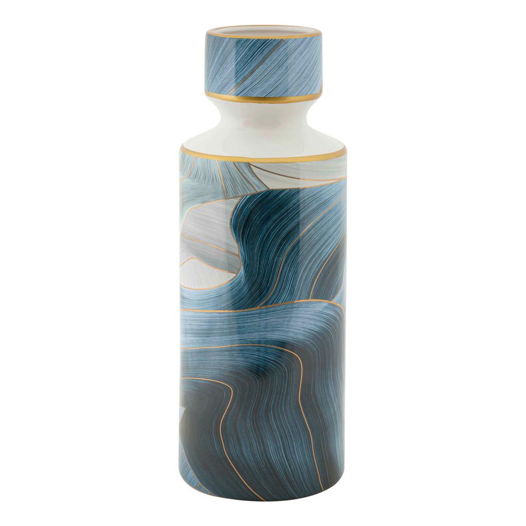 Vase Elegant Tall Blau/Grautöne/Gold B:14cm