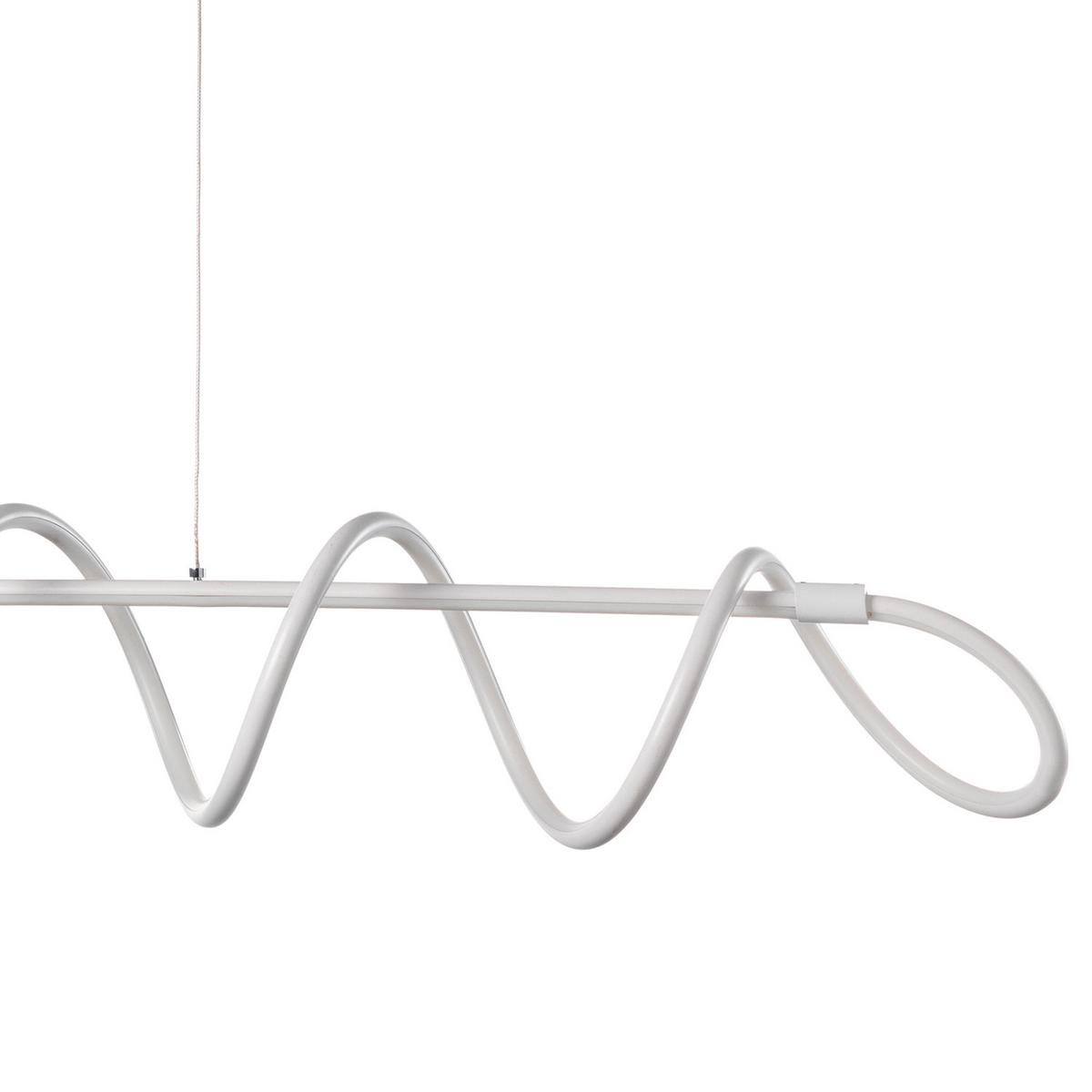 LED-Hängeleuchte Weiß Hochglanz L: 120 cm - Weiß Hochglanz, Design, Metall (120/30/130cm)