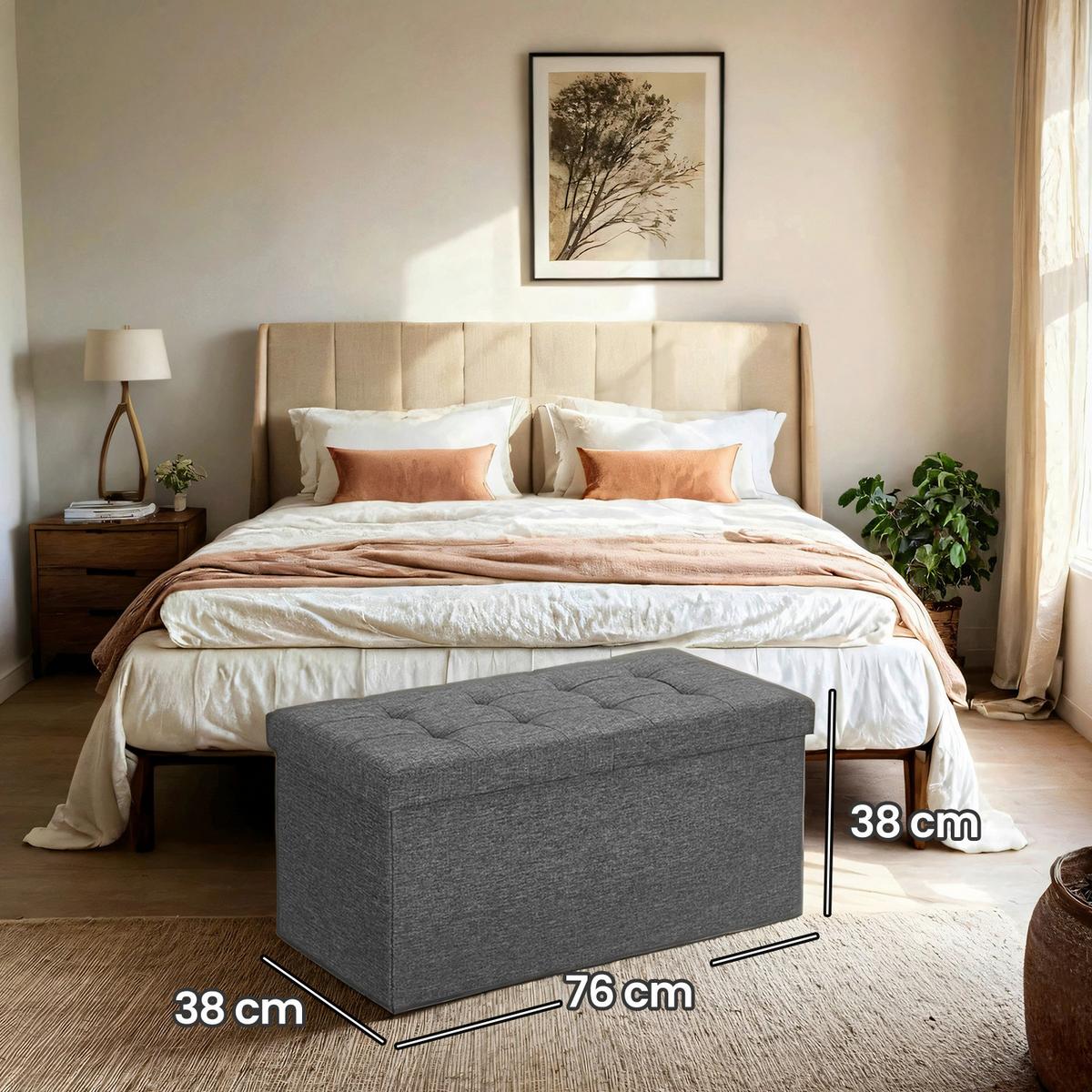 Sitzbox Grau B: 76 Cm - Grau, Basics, Holzwerkstoff/Textil (76/38/38cm)