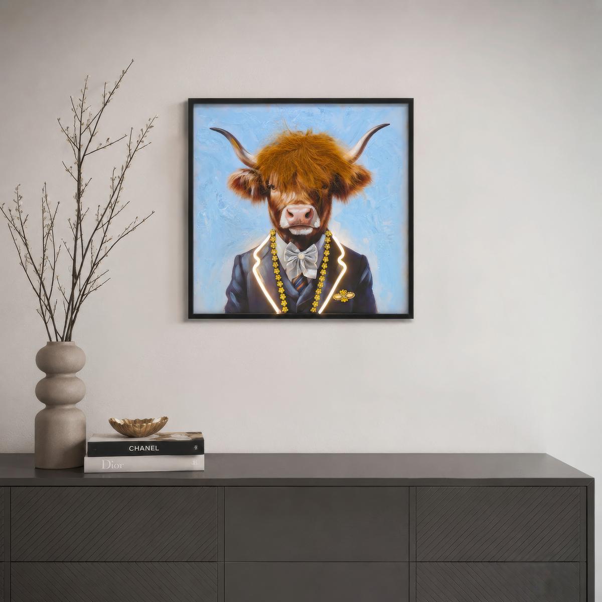 LED-Dekoleuchte inkl. 1 LED Kunststoff/Fell - Schwarz/Grau, Basics, Kunststoff/Fell (52cm) - Globo
