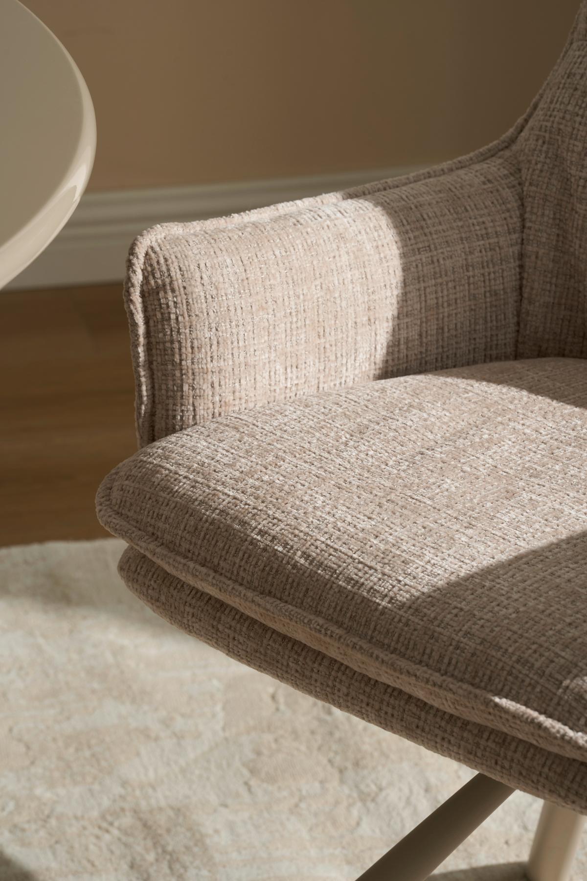 Armlehnstuhl Aria Beige B: 57 cm - Beige, MODERN, Holz/Textil (57/90/67cm) - Livetastic
