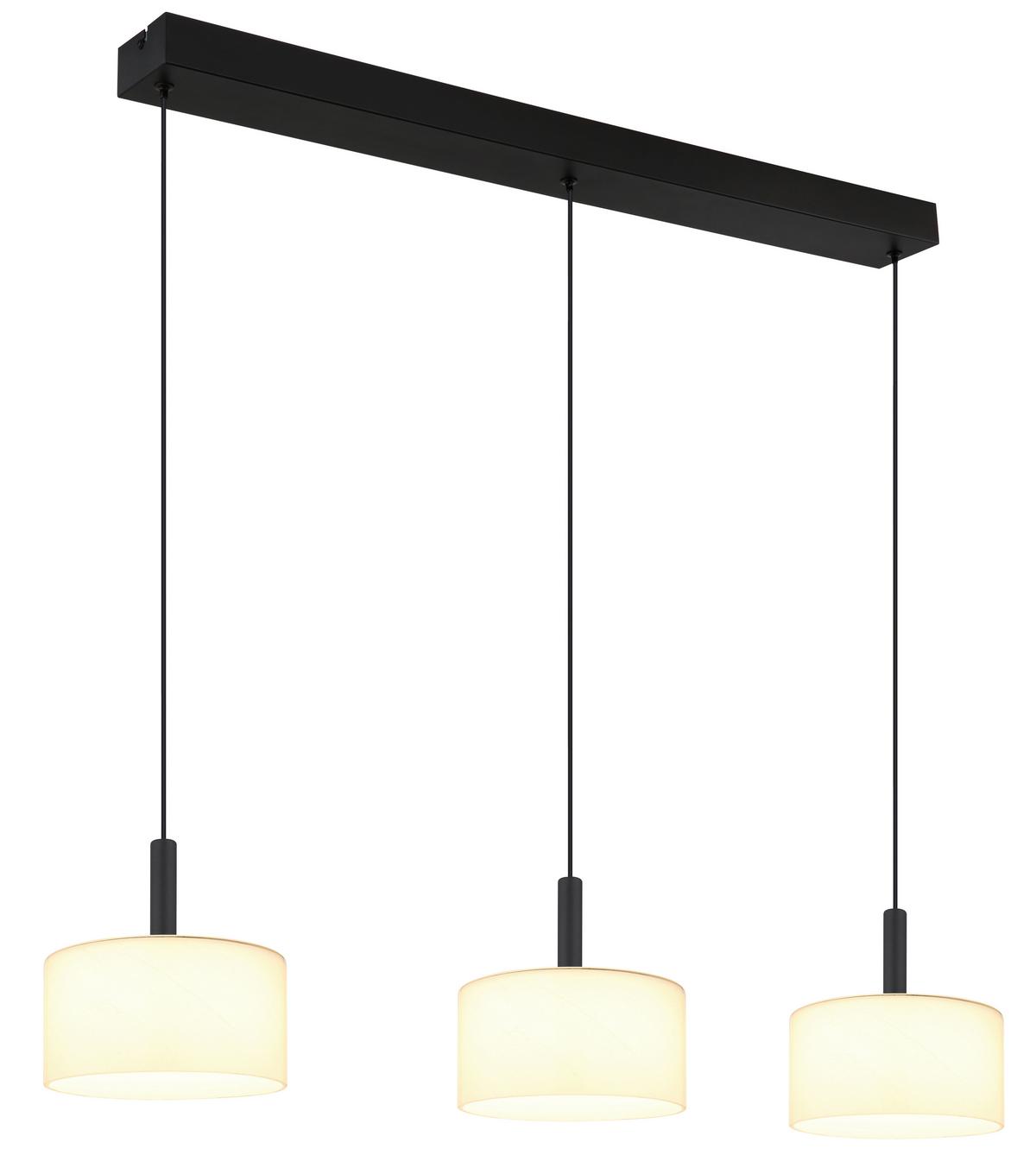 LED-Hängeleuchte Trenton Schwarz Weiß L: 90 cm - Schwarz/Weiß, Design, Glas/Kunststoff (90/20/150cm) - Globo