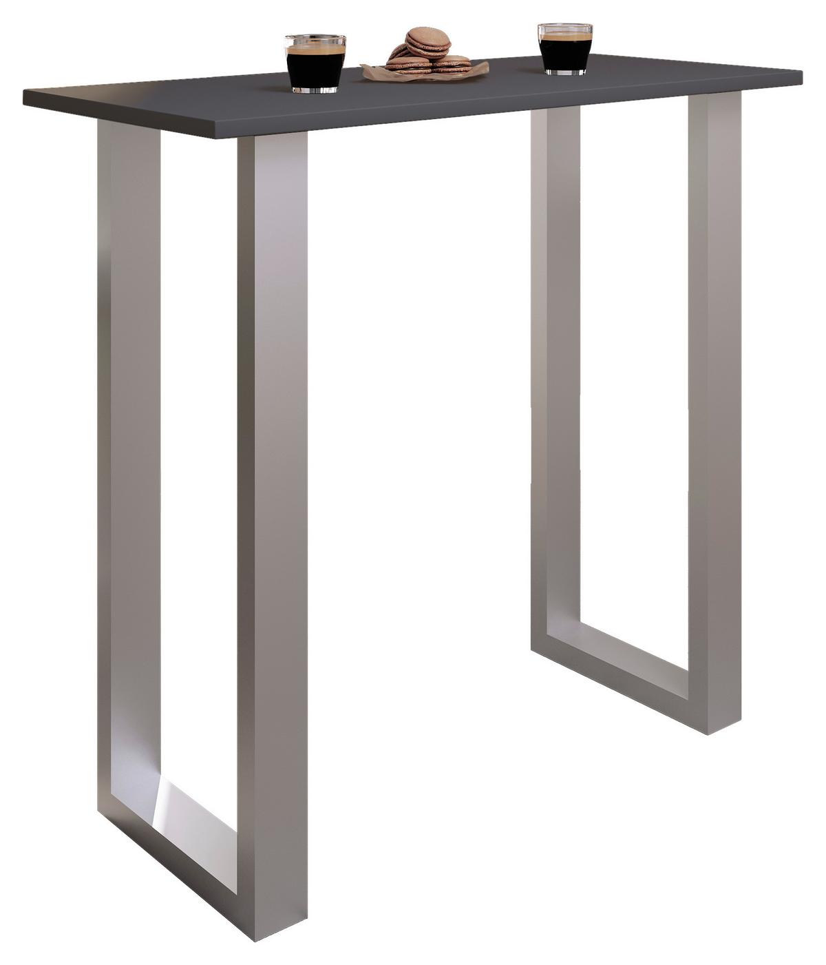 Bartisch Xona B 110x50 - Anthrazit/Silberfarben, KONVENTIONELL, Holzwerkstoff/Metall (110/50/102cm)
