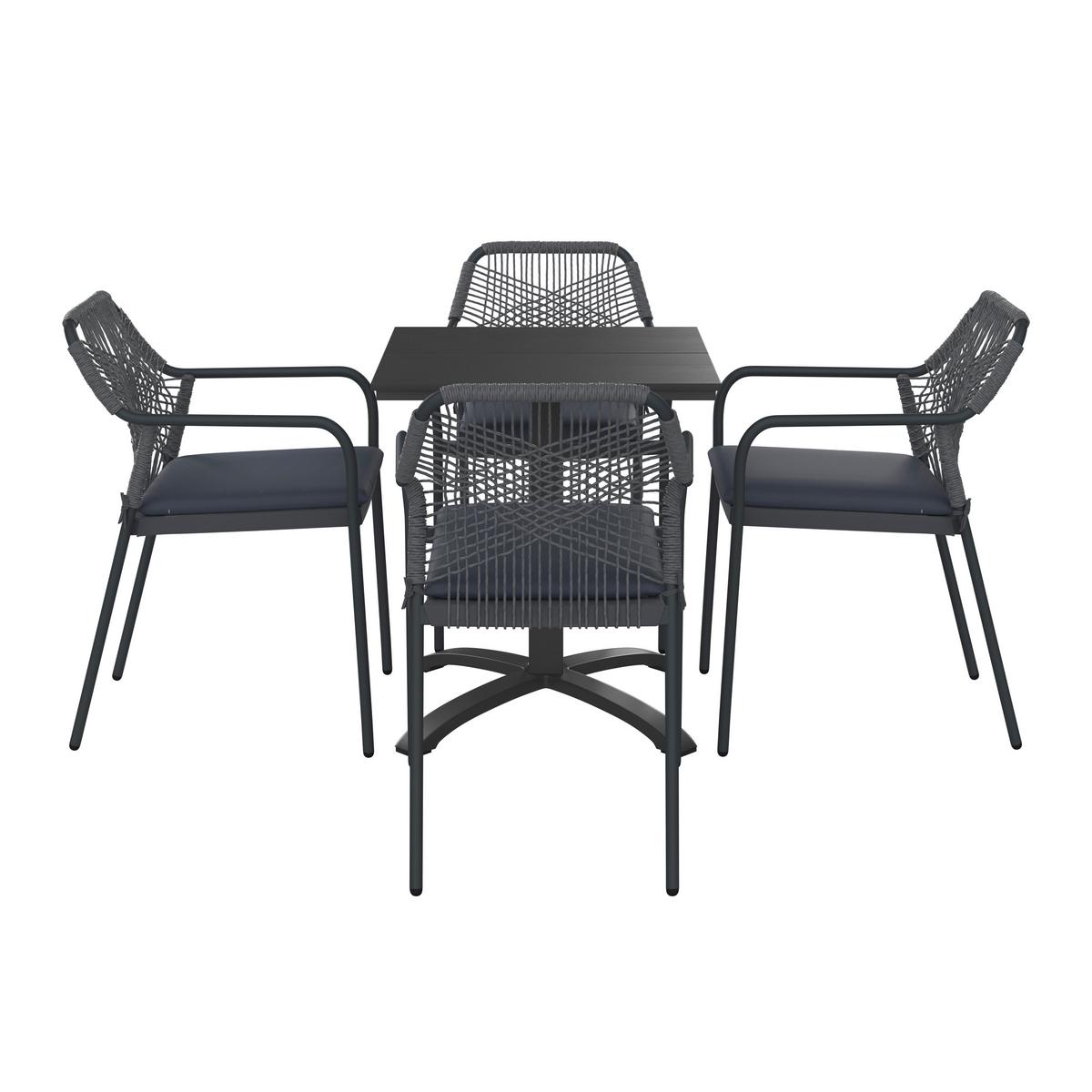 Gartentisch Dijon Metall/Kunststoff L 70 cm - Schwarz, MODERN, Kunststoff/Metall (70/72/70cm) - Beldano