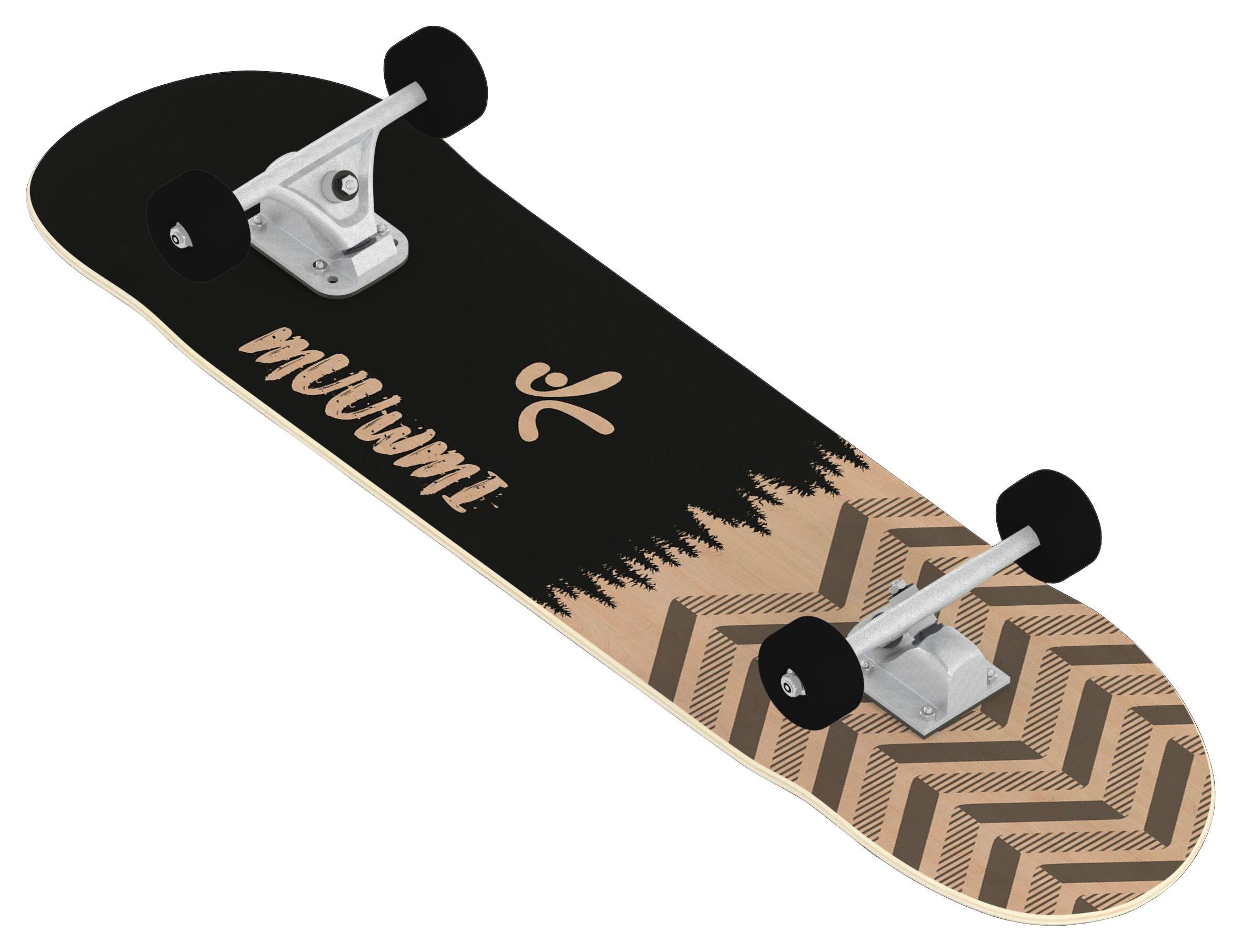 Skateboard Abec-7 Schwarz/Ahornfarben L: 79 cm - Ahornfarben/Schwarz, Basics, Holz (79/20/14cm)