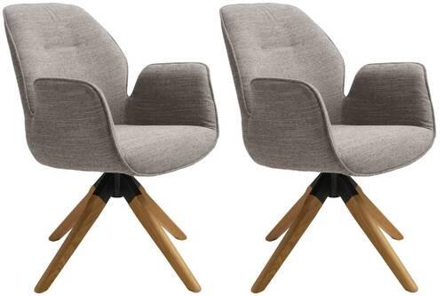 Drehstuhl-Set 2er Savona Grau Eiche Massiv - Naturfarben/Grau, MODERN, Holz/Textil (61/86/62cm) - MID.YOU