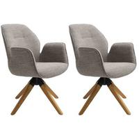 Drehstuhl-set 2er Savona Grau Eiche Massiv - Naturfarben/Grau, MODERN, Holz/Textil (61/86/62cm) - MID.YOU