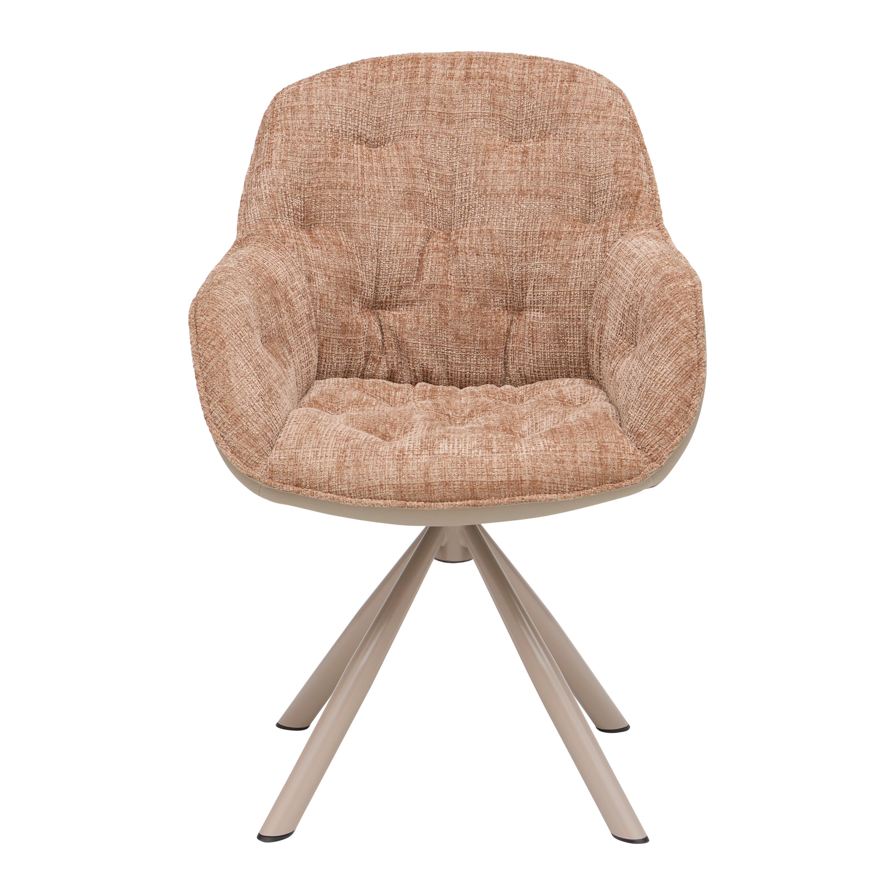 Stolička s podrúčkami EILEEN hnedá/sivá/béžová - hnedá/sivá, Modern, kov/textil (62/85/62cm) - Mömax