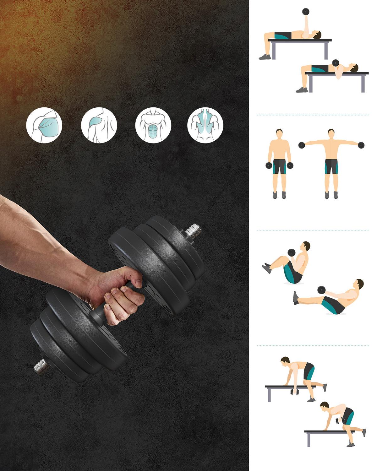 Fitness-set Dumbbell Schwarz B: 42 Cm - Schwarz, Basics, Metall (42/21.5/21.5cm)