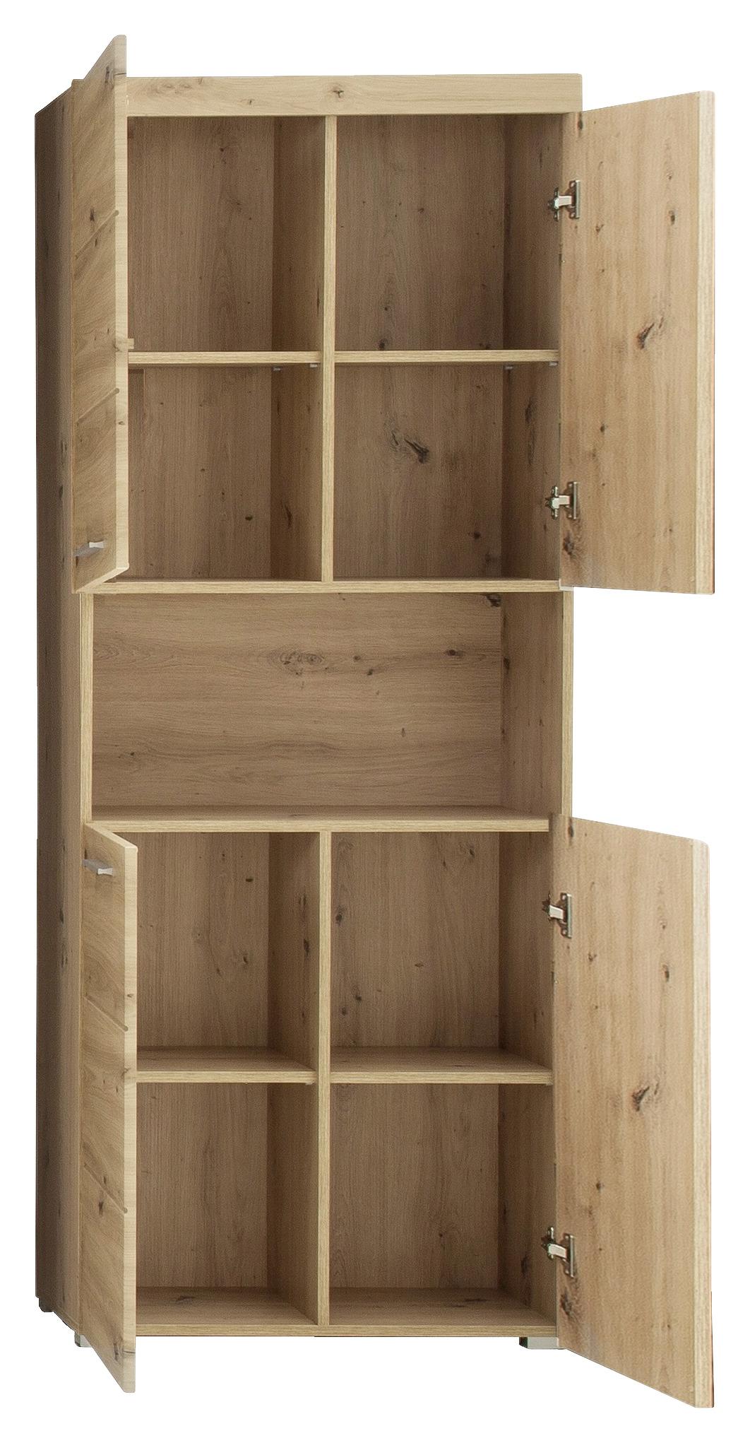 Hochschrank Amanda B: 73 cm Eichefarben - Eichefarben/Silberfarben, MODERN, Holzwerkstoff (73/190/31cm) - MID.YOU