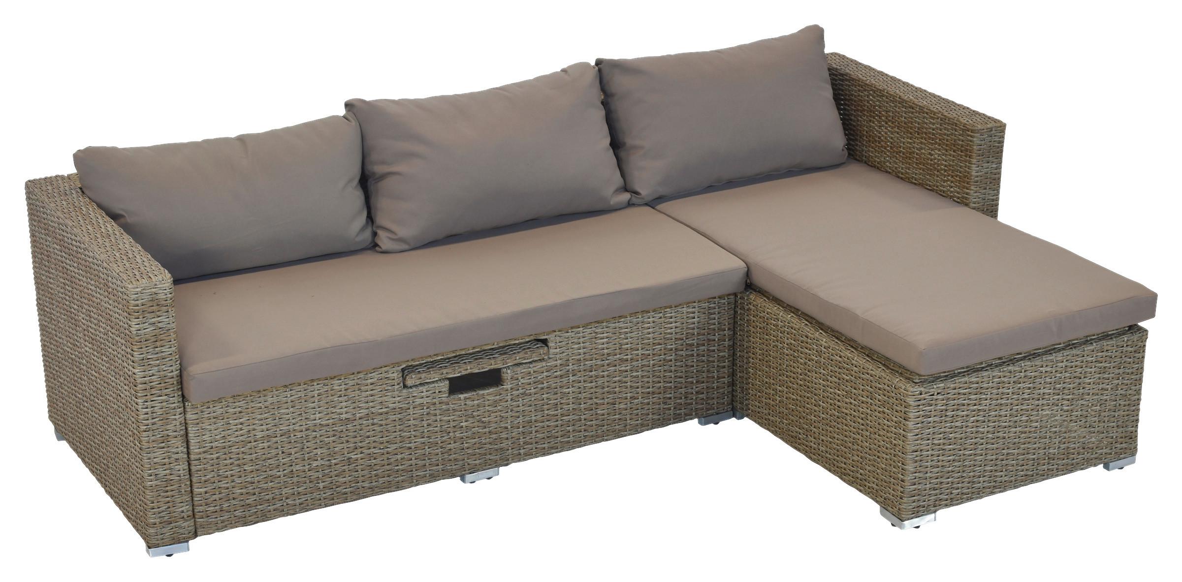 Loungegarnitur Veneto Aus Kunststoff Mit Kissen - Naturfarben, MODERN, Kunststoff/Metall (215/140cm) - Gardenson