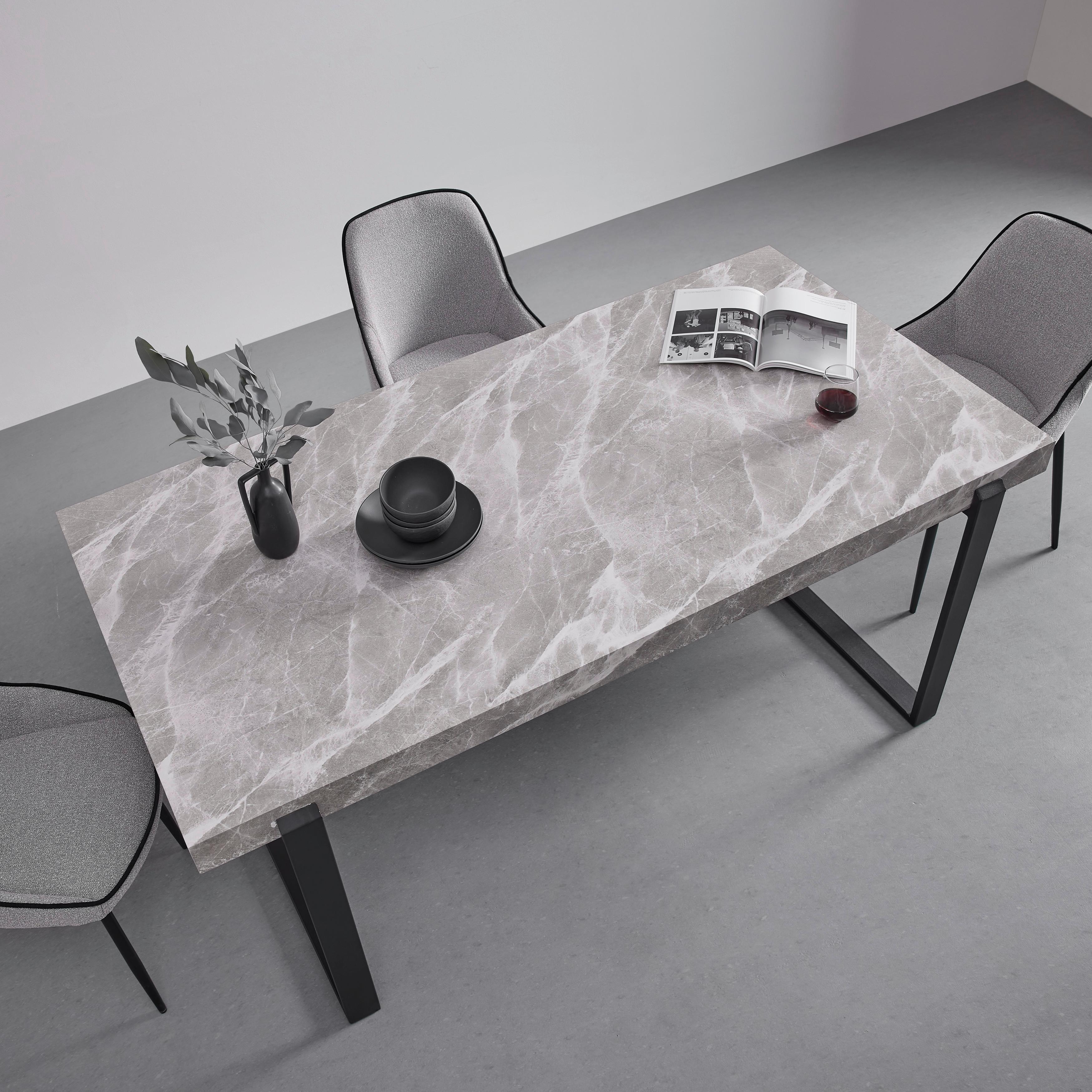 Jídelní Stůl Mila 180x90 Cm - šedá/černá, Moderní, kov (180/90/76cm) - Bessagi Home