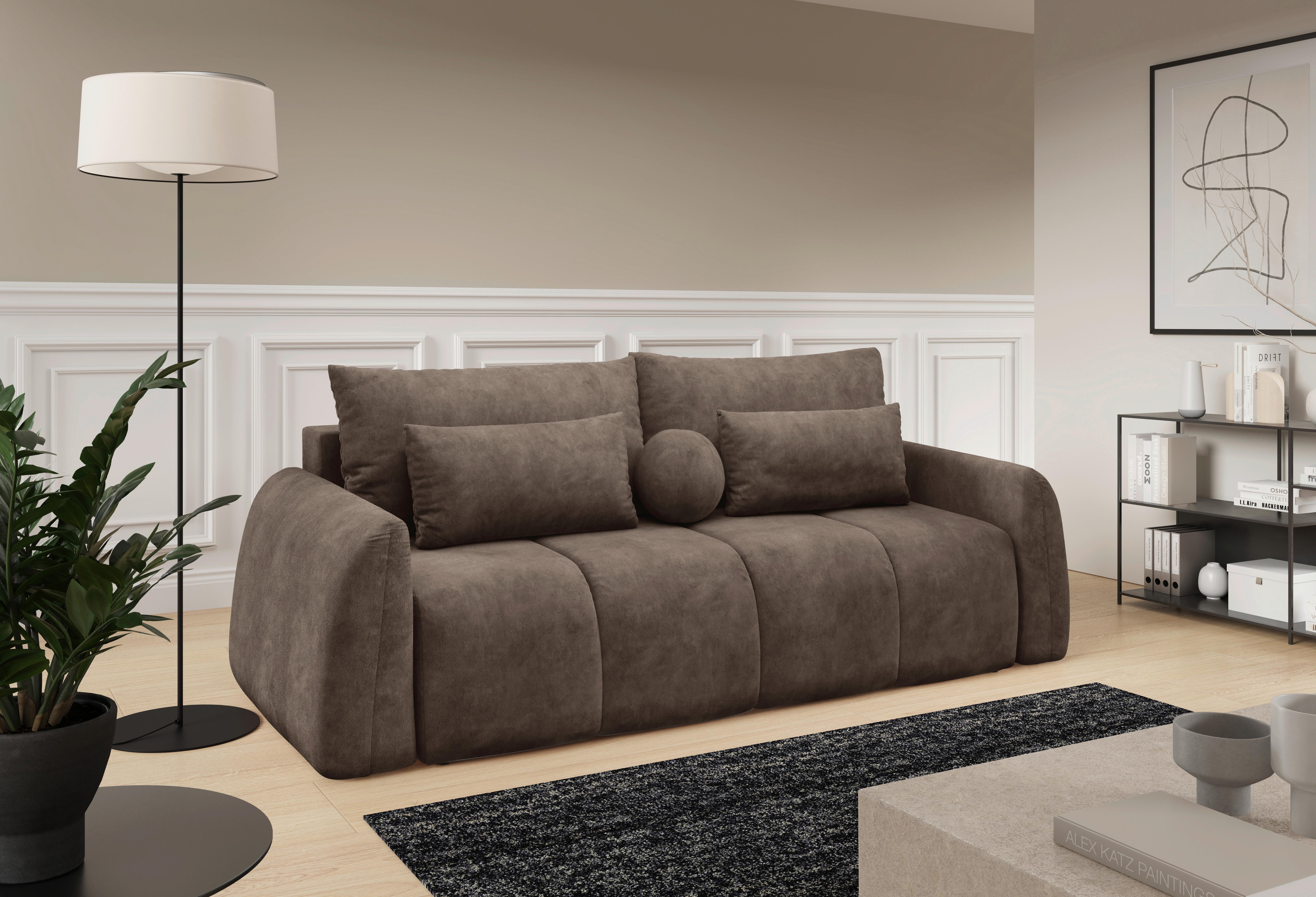 Schlafsofa Geronimo Braun B: 252cm - Schwarz/Braun, Design, Textil (252/93/167cm) - Livetastic