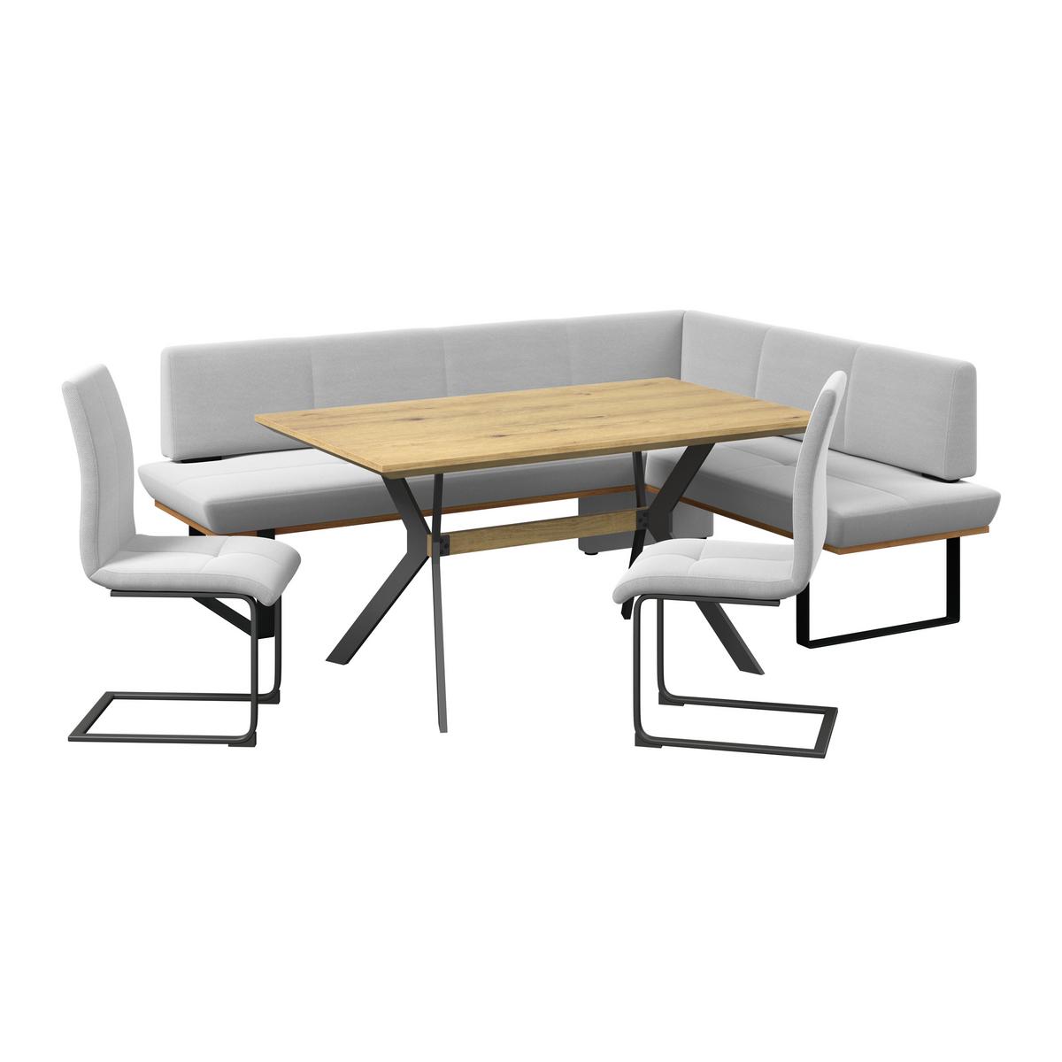 Eckbank Tristan Webstoff hellgrau, S:245x195cm - Hellgrau/Schwarz, MODERN, Holz/Textil (245/195cm) - James Wood
