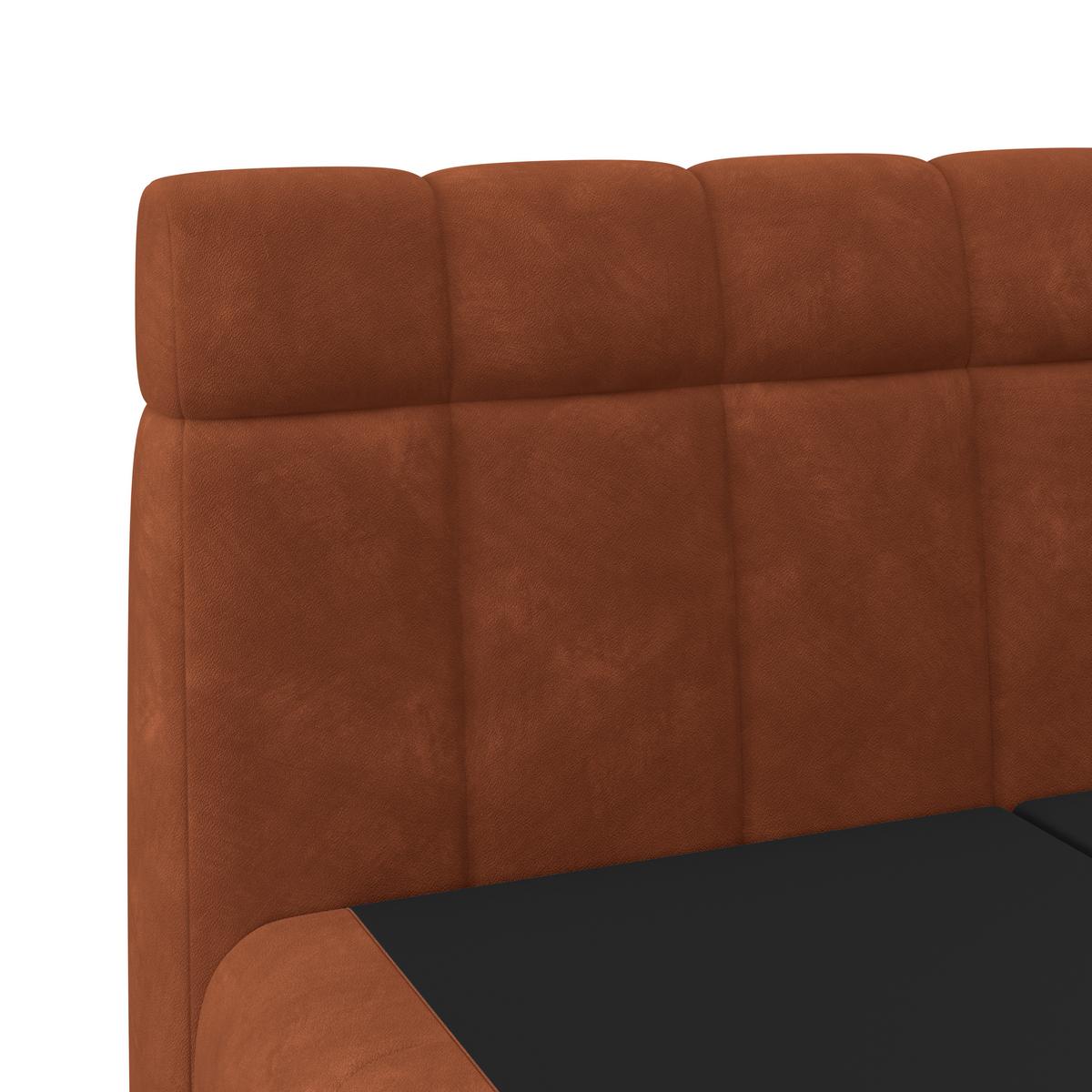 Boxspringbett Nobu O. Matratze Rostfarben, Lf: 160x200 cm - Rostfarben/Schwarz, Trend, Holz/Textil (160/200cm)