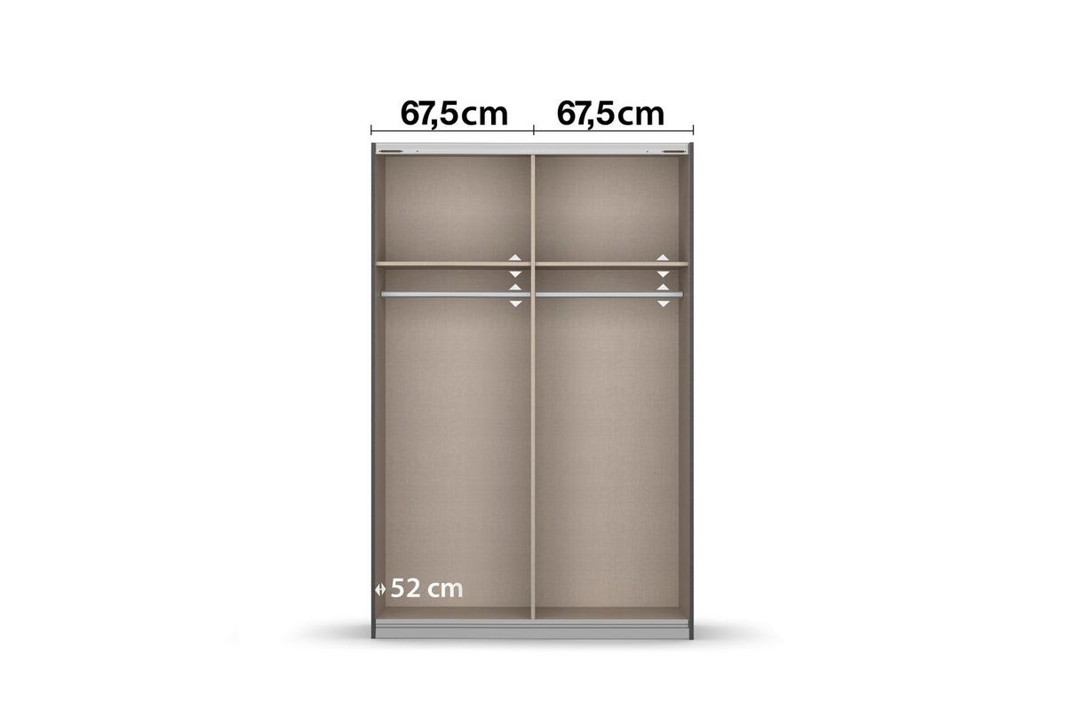 Schwebetürenschrank Subito - Graphitfarben/Eiche Artisan, MODERN, Holzwerkstoff (136/197/61cm) - Rauch Möbel