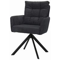 Armlehnstuhl Susan Dunkelgrau Schwarz/Sitzfläche 360°drehbar - Dunkelgrau/Schwarz, KONVENTIONELL, Holz/Textil (59/90/66cm)