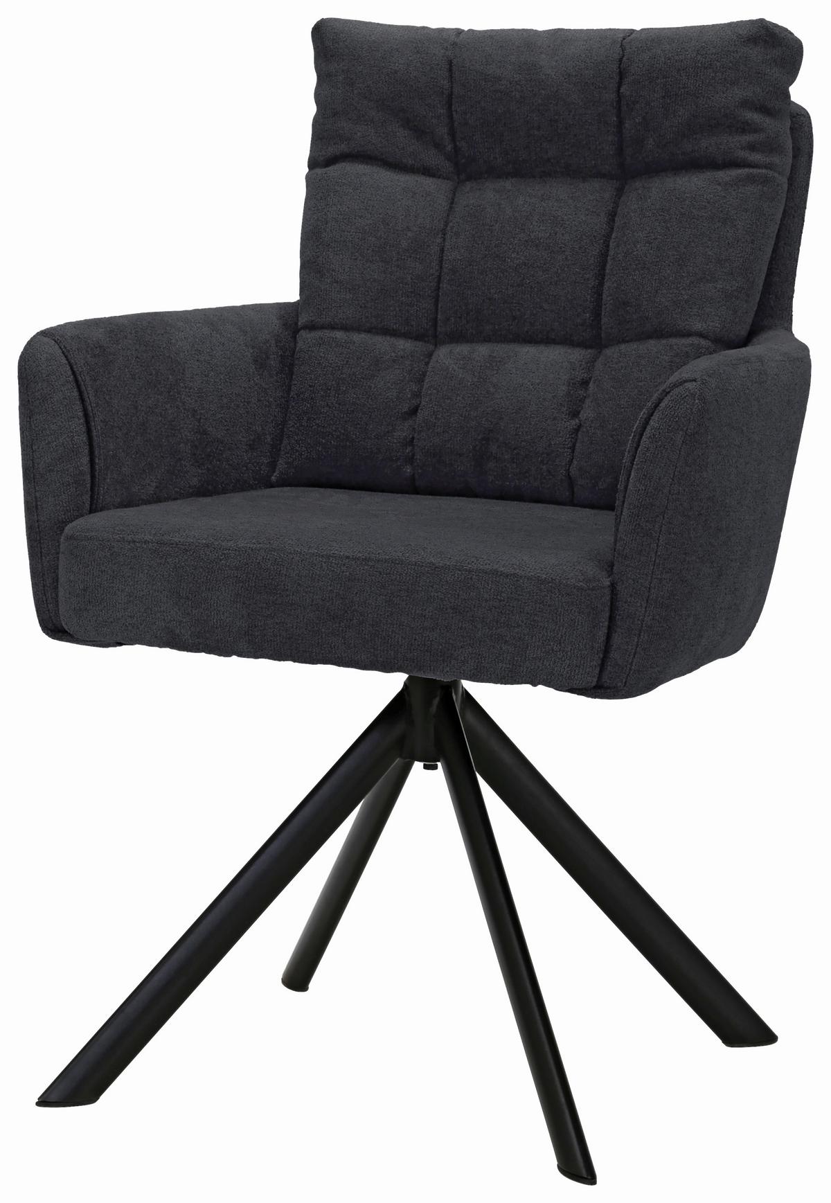 Armlehnstuhl Susan Dunkelgrau Schwarz/Sitzfläche 360°drehbar - Dunkelgrau/Schwarz, KONVENTIONELL, Holz/Textil (59/90/66cm)