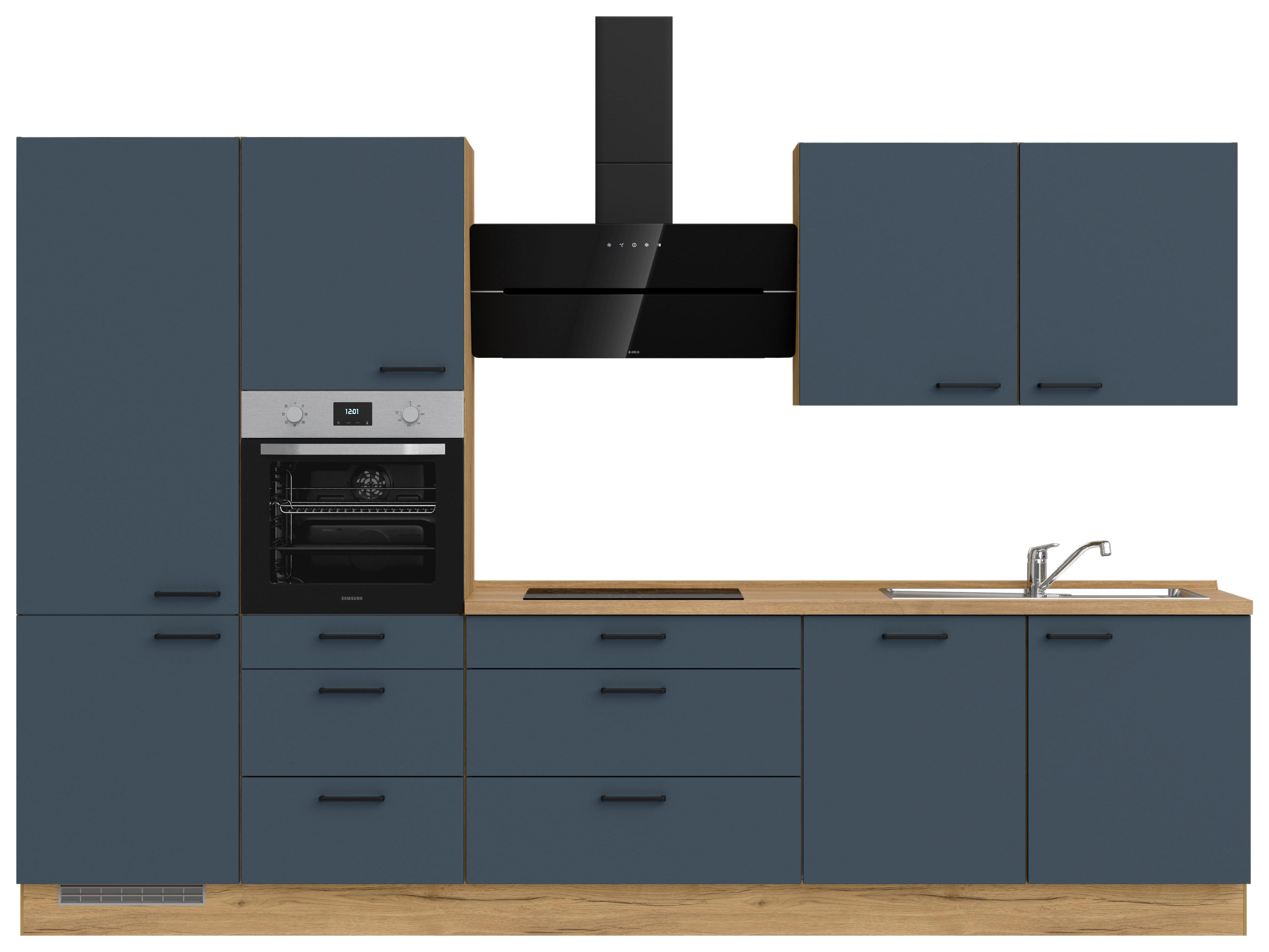 Küchenleerblock Easytouch High-Line, H8 Links - Blau/Eichefarben, MODERN, Holzwerkstoff (330cm) - Nobilia