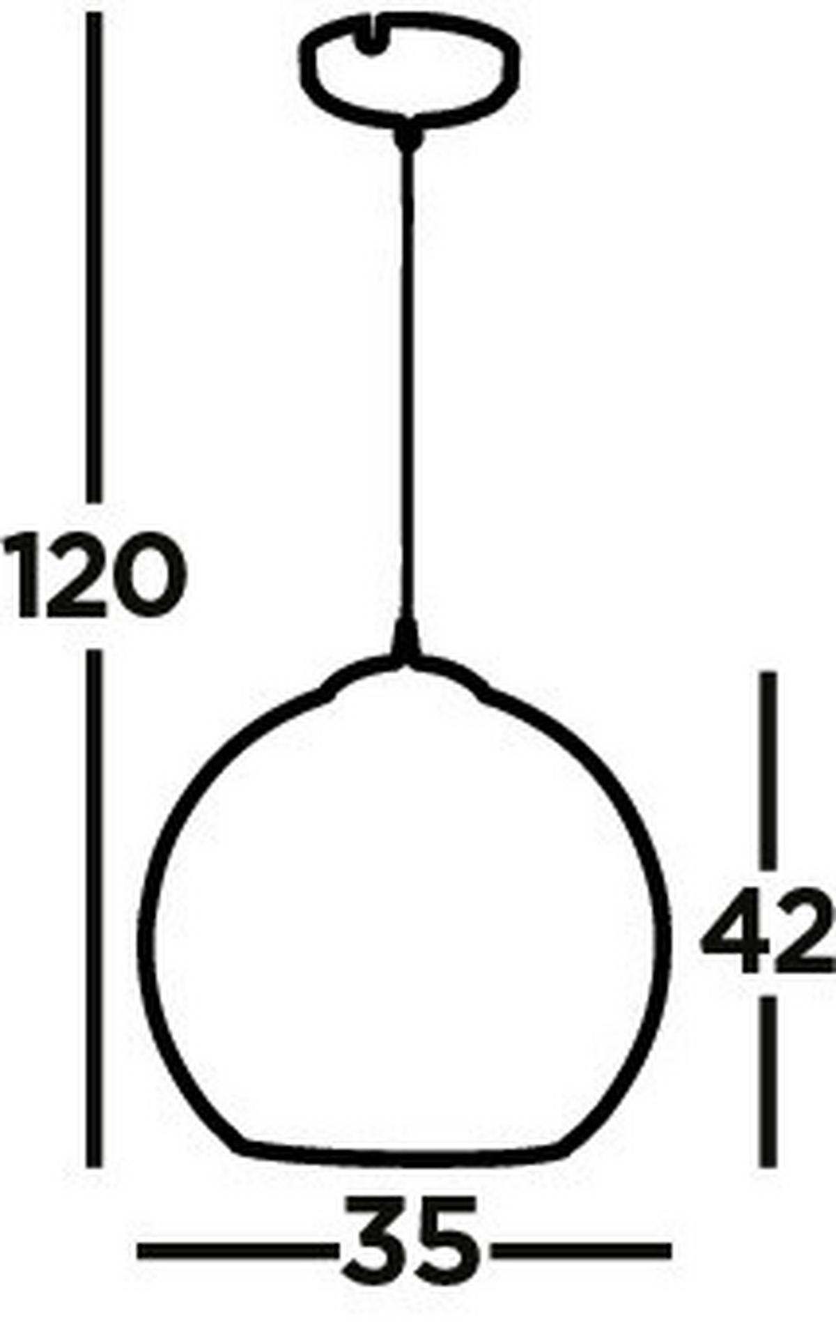 Hängeleuchte Balls H: 120 cm 1-Flammig, höhenverstellbar - Chromfarben/Bernsteinfarben, Design, Glas/Metall (35/120cm)