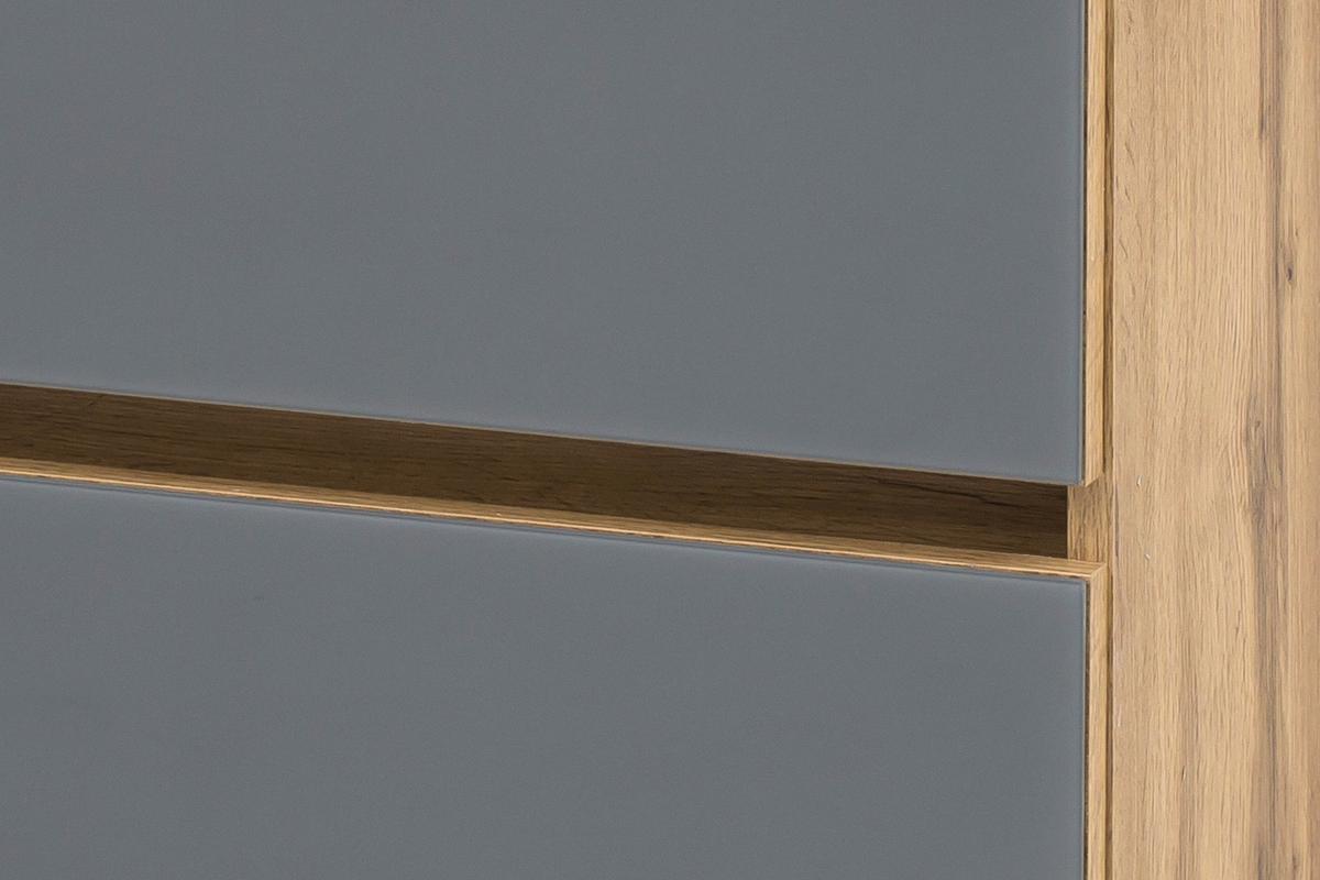 Midischrank mit Türdämpfung Helsinki 40cm Grau/Eiche Dekor - Eichefarben/Silberfarben, KONVENTIONELL, Glas/Holzwerkstoff (40/130/35cm) - Held