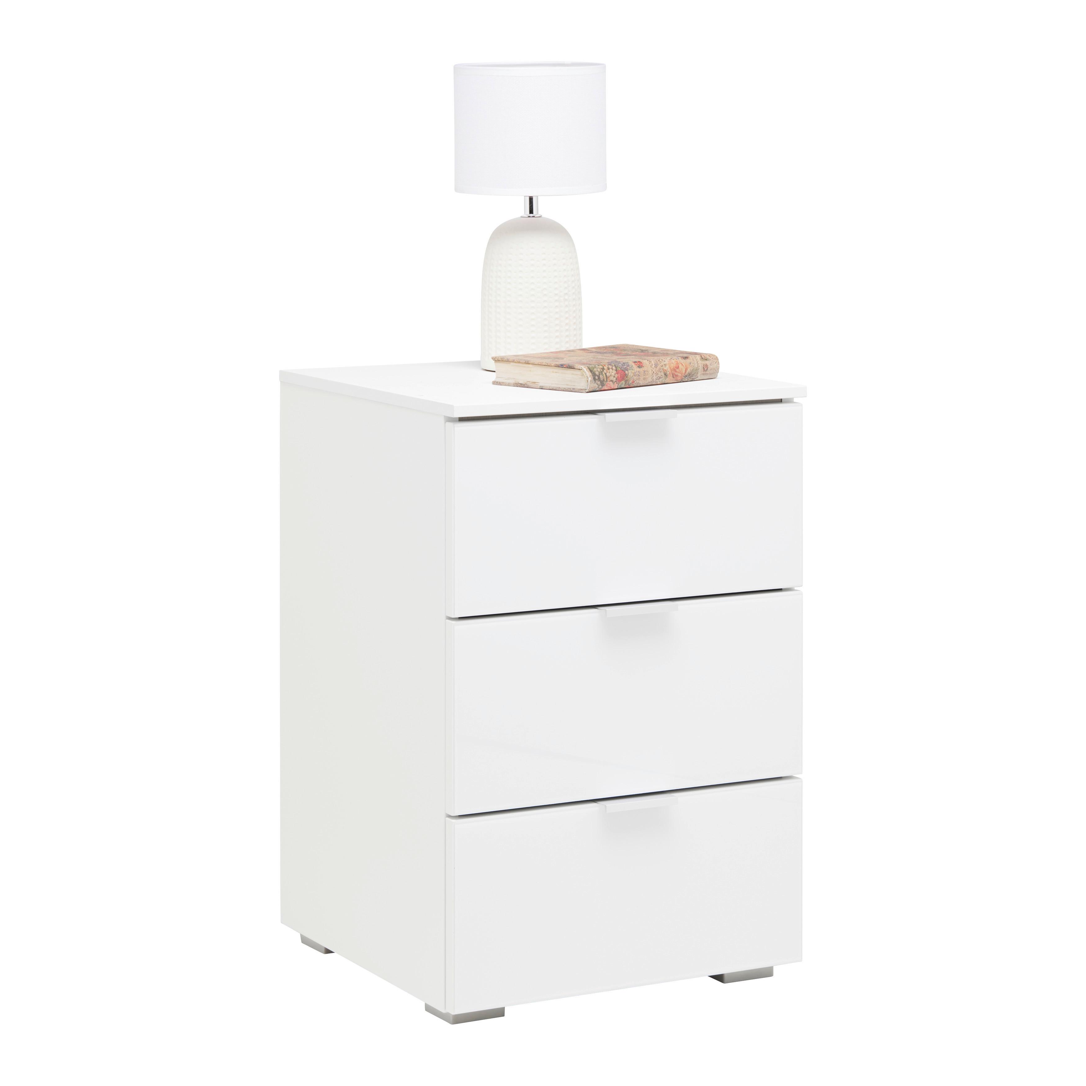Nočný stolík FIFTY - sivá/biela, Konventionell, kov/kompozitné drevo (40/61/42cm) - Premium Living