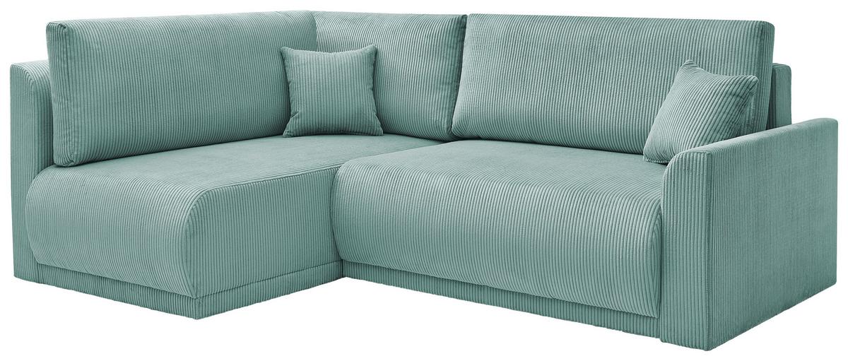 Rohová sedačka KIM L160, oboustr.,mátově zel.manšestr - černá/mátově zelená, Moderní, dřevo/textil (233/160cm)