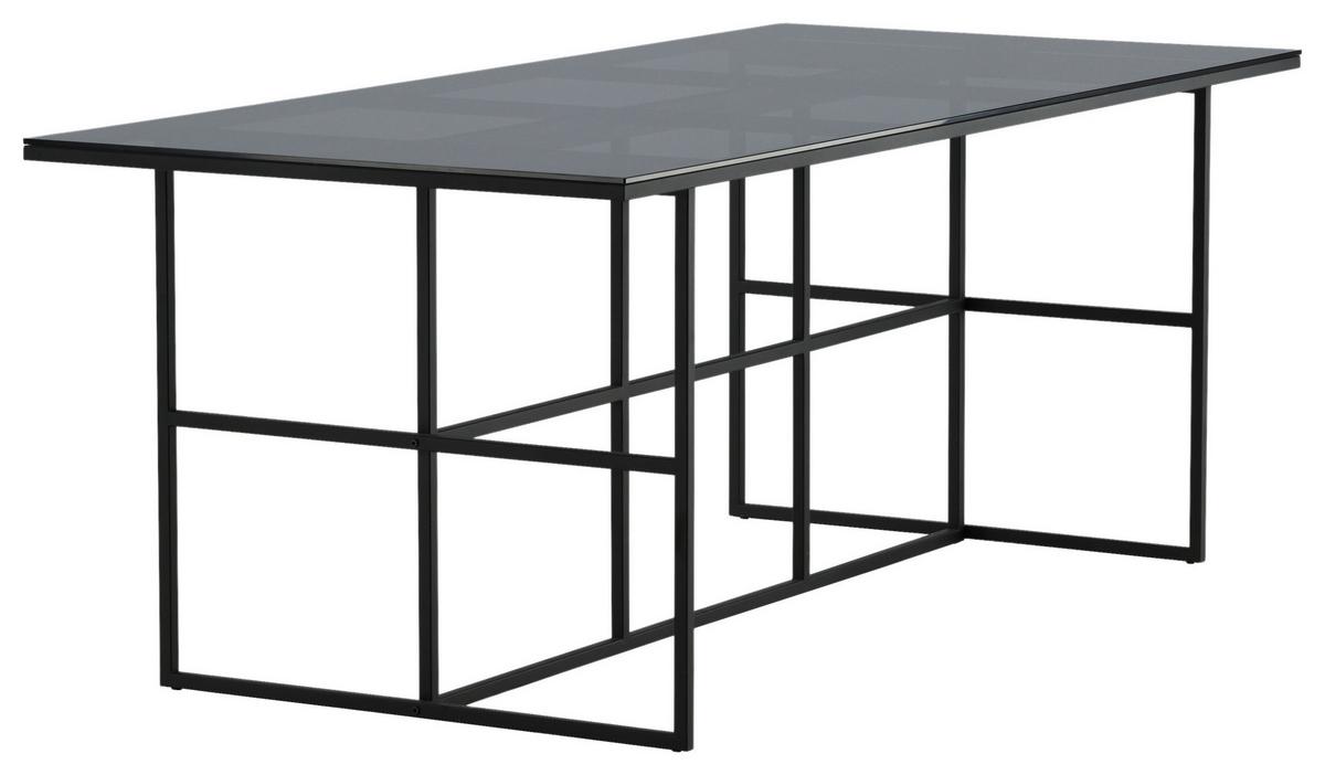 Esstisch Leif - Schwarz, Design, Glas/Metall (200/90/74cm) - Livetastic