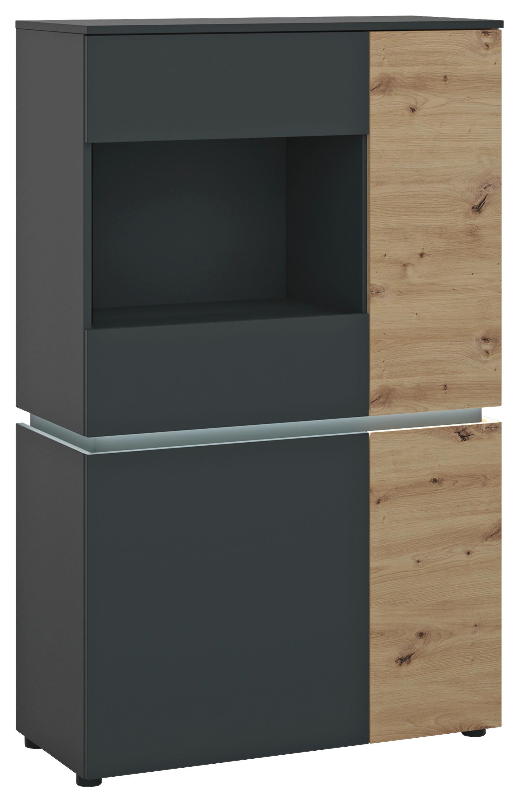 Vitrine Luci Grau Eiche Artisan/Grau B: 90,4 cm
