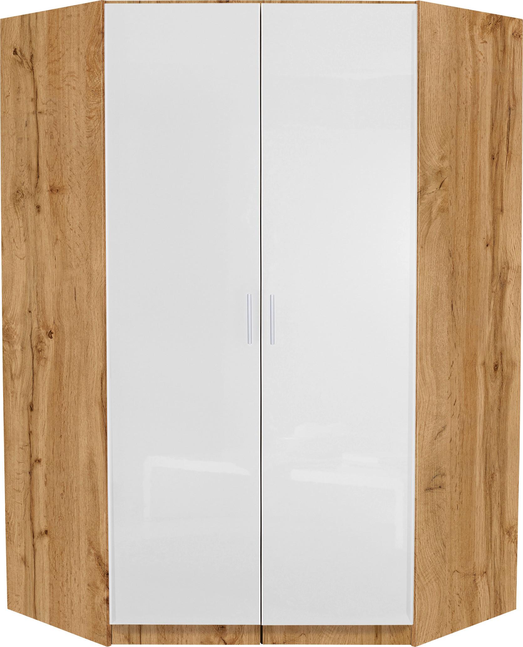 Rohová Skříň Celle - bílá/barvy dubu, Moderní, kompozitní dřevo/plast (117/197/117cm)