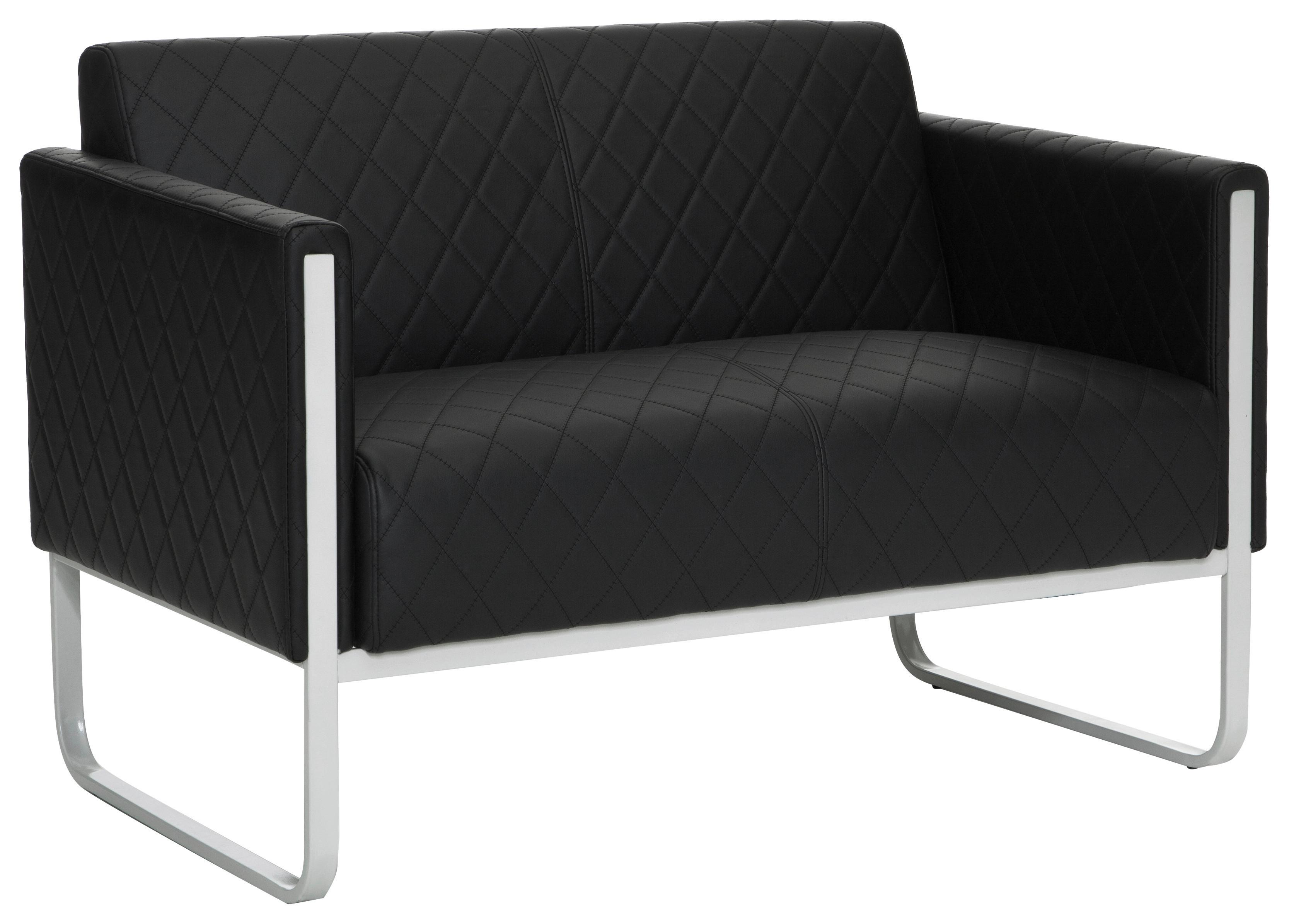 2-sitzer-sofa Aruba Mit Armlehnen, Schwarz Lederlook - Hellgrau/Schwarz, MODERN, Textil (111/78/71cm) - MID.YOU