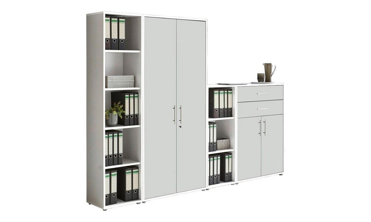 Aktenschrank Office Edition Weiß B: 257cm - Weiß, MODERN, Holzwerkstoff (257/185,6/33cm) - MID.YOU