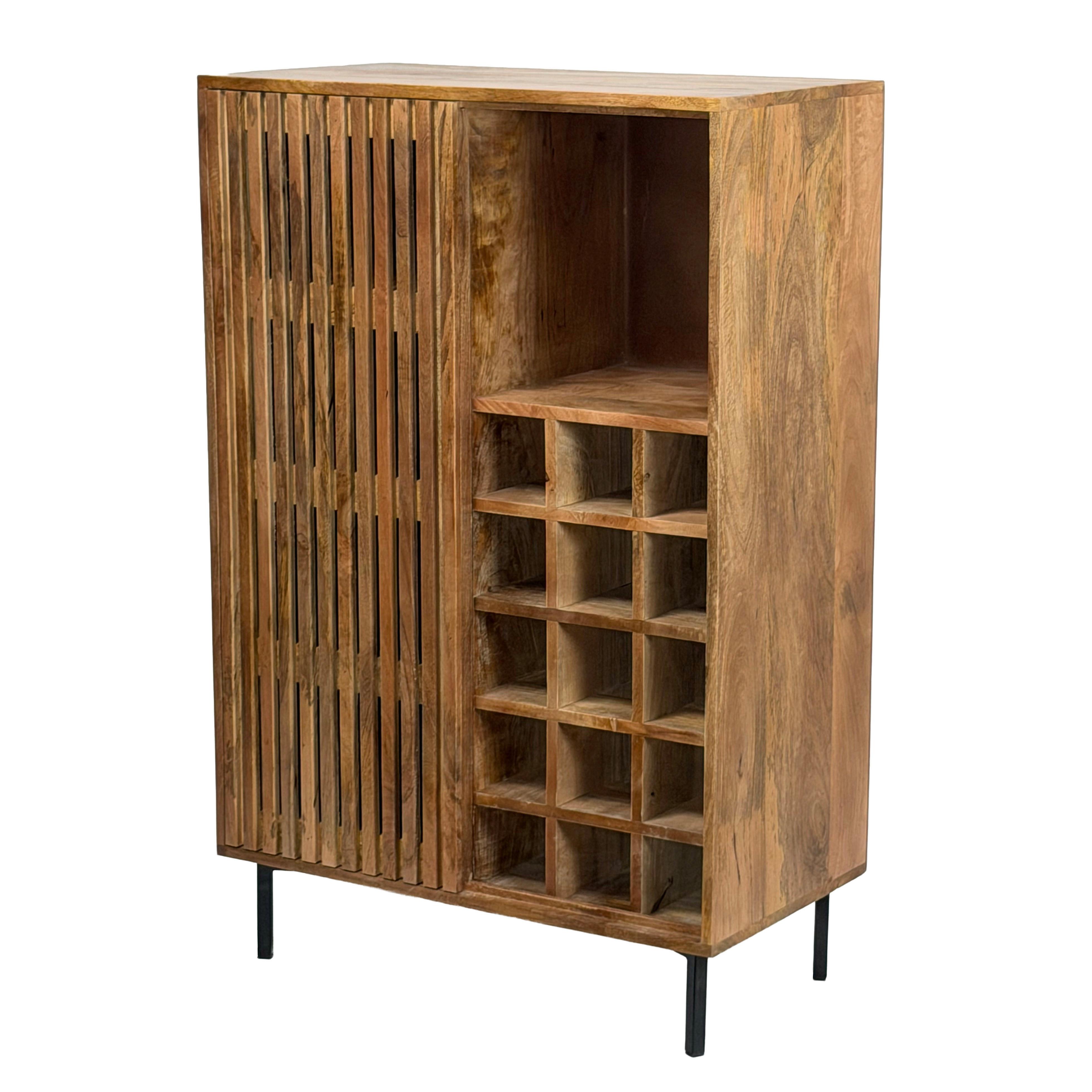 BARSCHRANK Braun B: 80cm - Schwarz/Braun, Design, Holz (80/123/43cm) - Livetastic