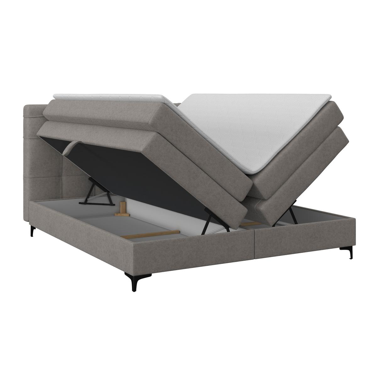 Boxspringbett MITTO Taupe 200x200 cm - Taupe/Schwarz, KONVENTIONELL, Textil/Metall (200/200cm)