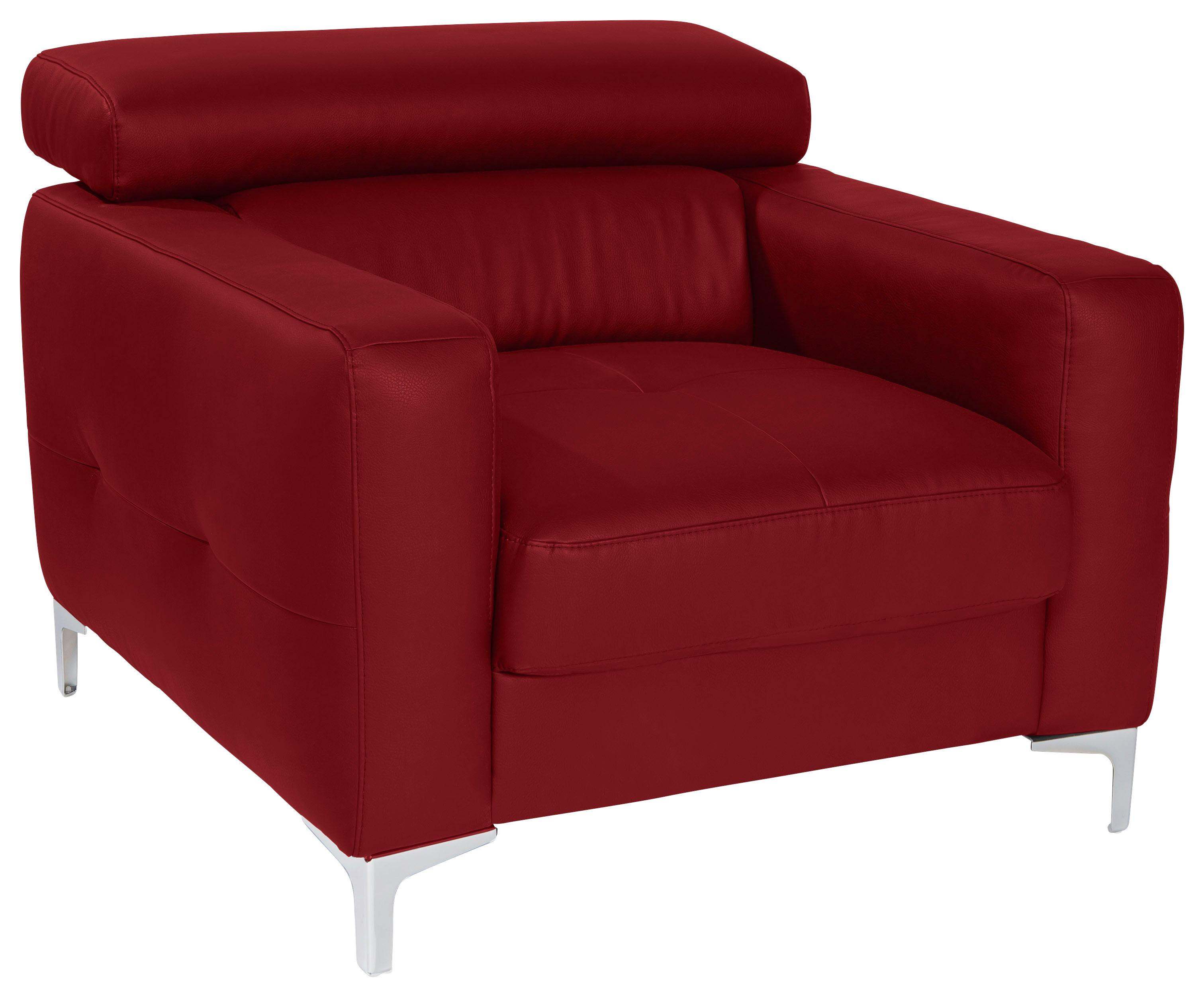 Polstersessel Sammy Rot Leder - Chromfarben/Rot, Design, Leder (99/78-92/106cm) - Livetastic