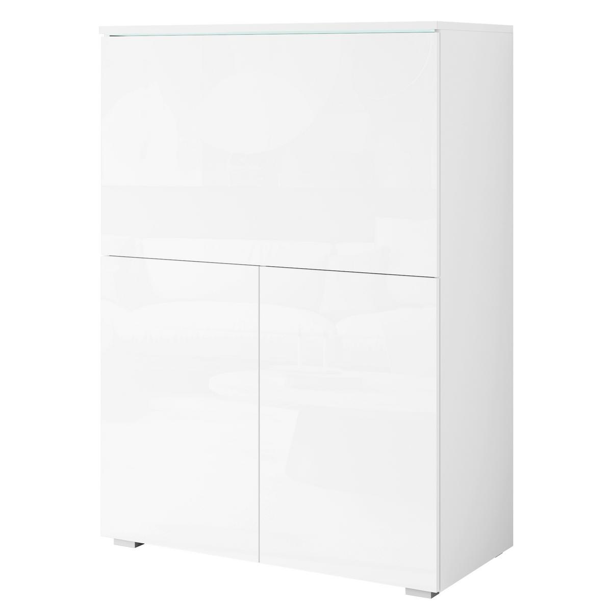 Sekretär Vera Weiß/Weiß Hg B: 90cm - Weiß Hochglanz/Weiß, Design, Holzwerkstoff (90/125,1/42cm) - Livetastic