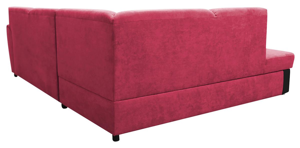 Ecksofa Mit  Bettkasten Doris Rücken Echt Rot/schwarz - Silberfarben/Rot, Design, Textil (196/255cm) - MID.YOU