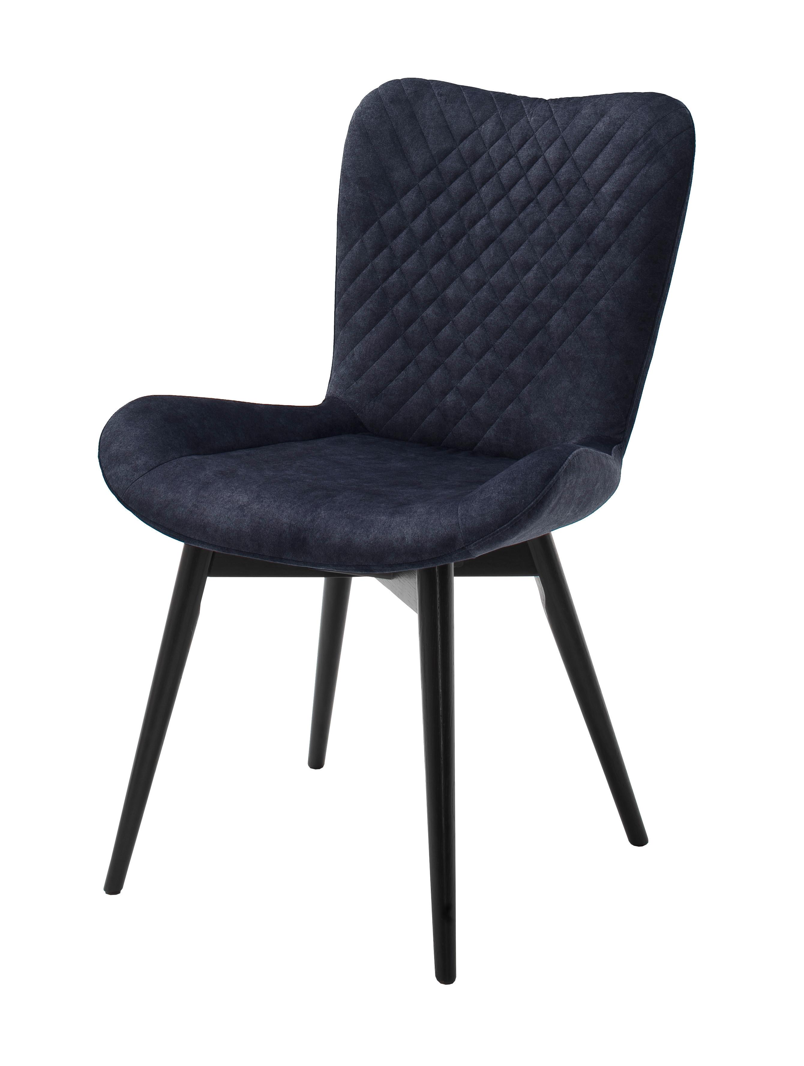 Stuhl Sarander Dunkelblau - Schwarz/Dunkelblau, Basics, Holz/Textil (58/88/67cm) - MID.YOU