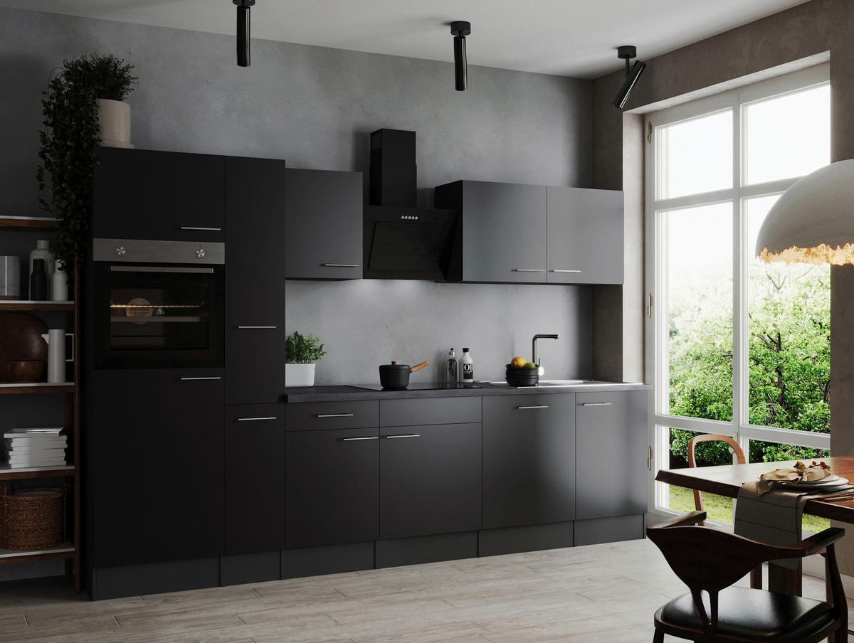 Küchenblock Oliver Grau, Schwarz B: 310 cm - Schwarz/Grau, Design, Holzwerkstoff (310cm) - Respekta