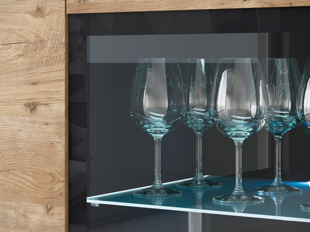 Highboard 120cm Vera Anthr./Kastanieneichefarben - Kastanieneichefarben/Anthrazit, Trend, Glas/Holzwerkstoff (120/103,3/39,5cm) - P & B