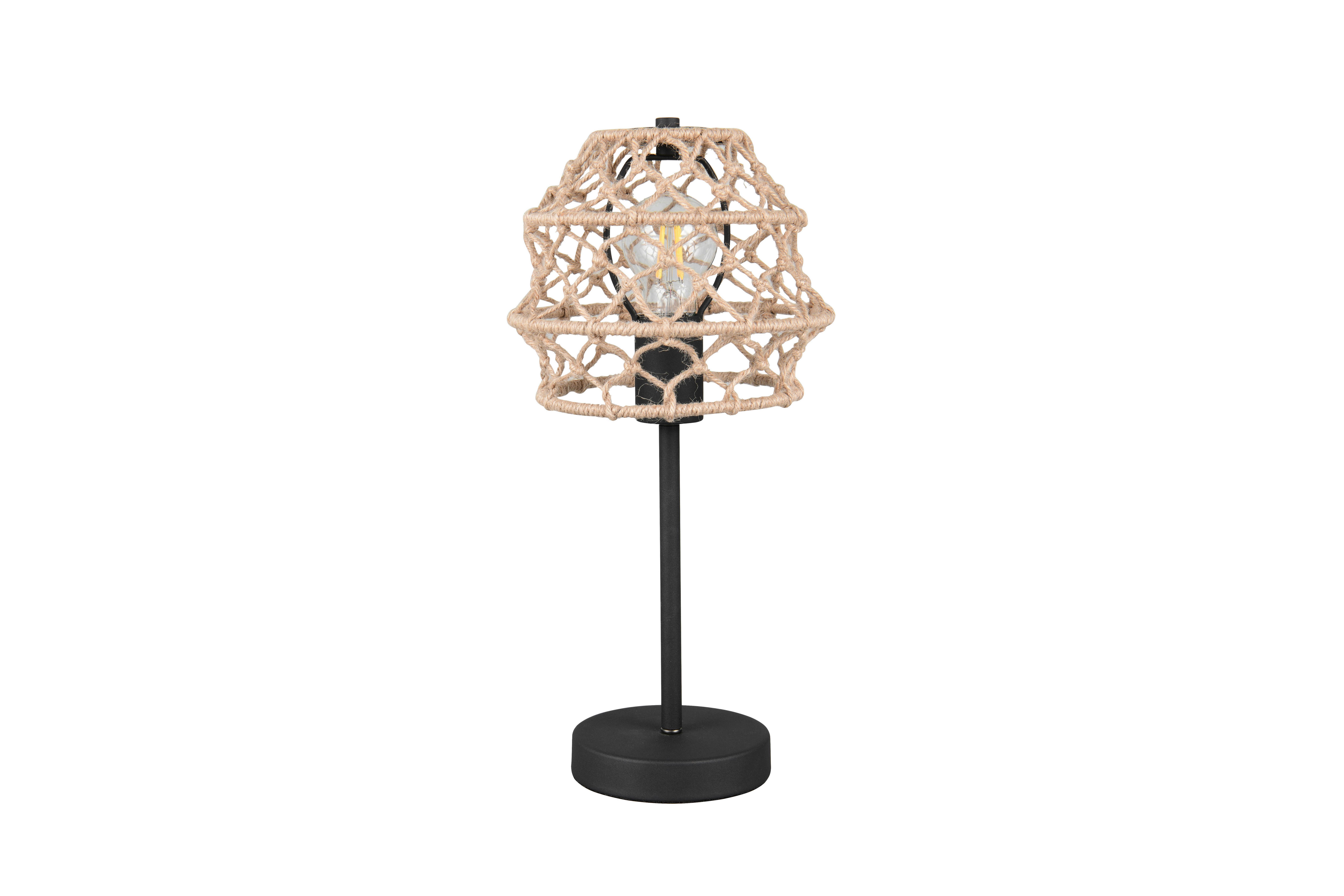 Tischleuchte Hive Naturfarben Schwarz D: 20 cm - Schwarz/Naturfarben, Natur, Textil/Metall (20/42cm)