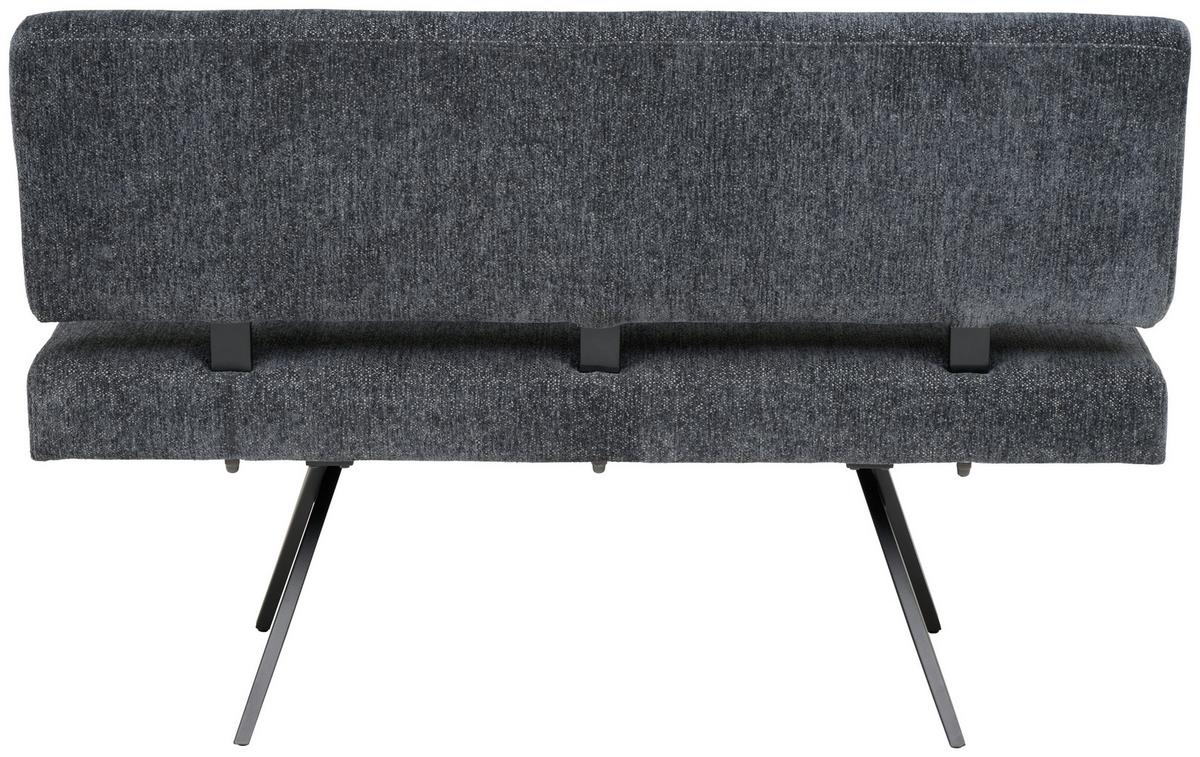 Sitzbank Chios  mit Lehne Leinenoptik Grau, B: 140 cm - Dunkelgrau/Schwarz, KONVENTIONELL, Textil/Metall (140/90/62cm) - MID.YOU