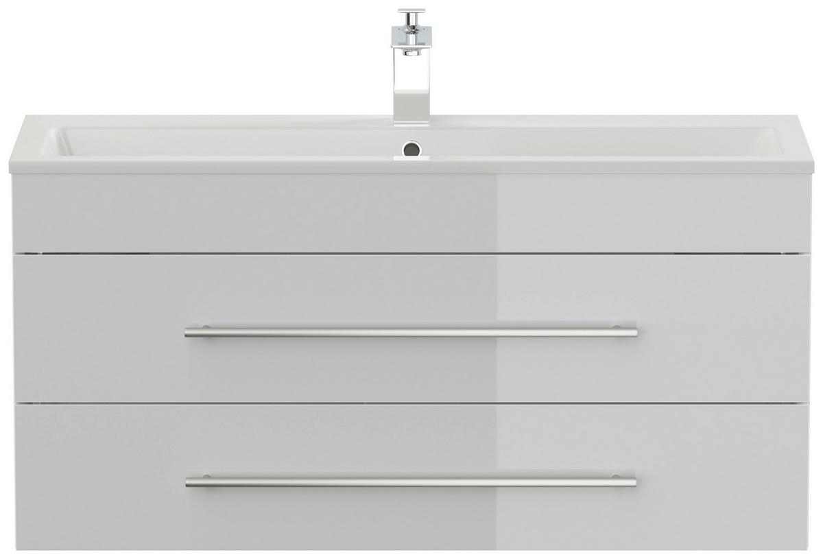 Badezimmer Portus Weiß Hg B: 100 cm - Weiß Hochglanz/Weiß, MODERN, Holzwerkstoff (100cm) - MID.YOU