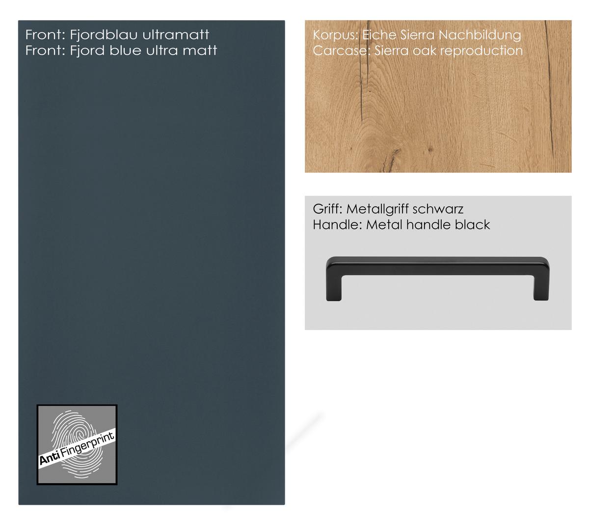 Spülenunterschrank Easytouch - Blau/Eichefarben, MODERN, Holzwerkstoff (60/57/56cm) - Nobilia