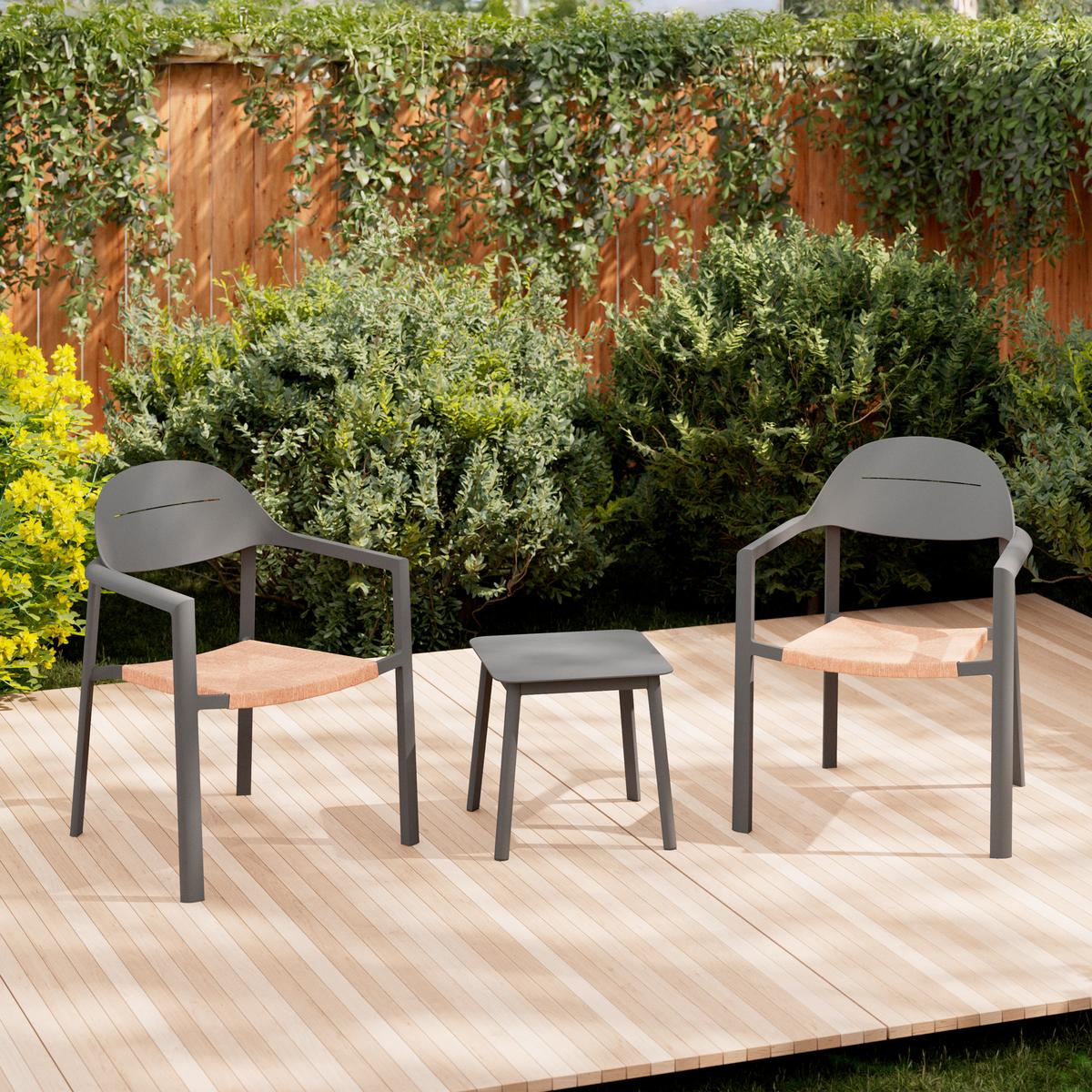 SADA NA BALKON SYDNEY - tmavě šedá/přírodní barvy, Moderní, kov/plast (66/68/66cm) - Mömax