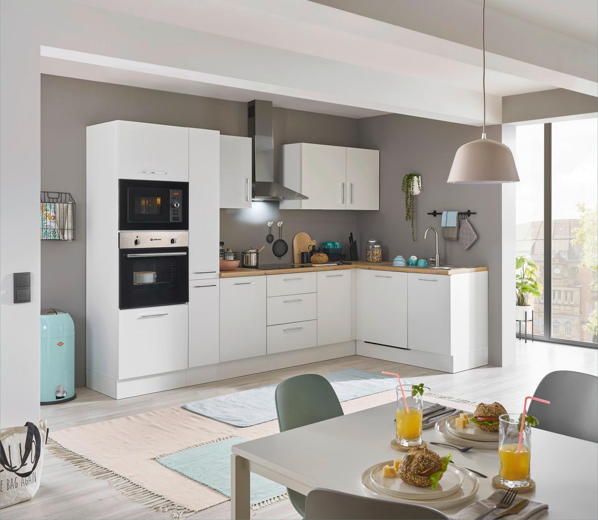 Eckküche Turin Weiß/Eiche Dekor 310x175 cm - Weiß/Eiche Artisan, Basics, Holzwerkstoff (310/175cm) - MID.YOU