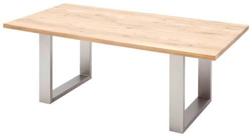 Esstisch Eiche Greta 160x90 cm Eichefarben/Edelstahlfarben - Edelstahlfarben/Eichefarben, Design, Holz/Holzwerkstoff (160/90/77cm) - Livetastic