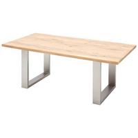 Esstisch Eiche Greta 160x90 cm Eichefarben/Edelstahlfarben - Edelstahlfarben/Eichefarben, Design, Holz/Holzwerkstoff (160/90/77cm) - Livetastic
