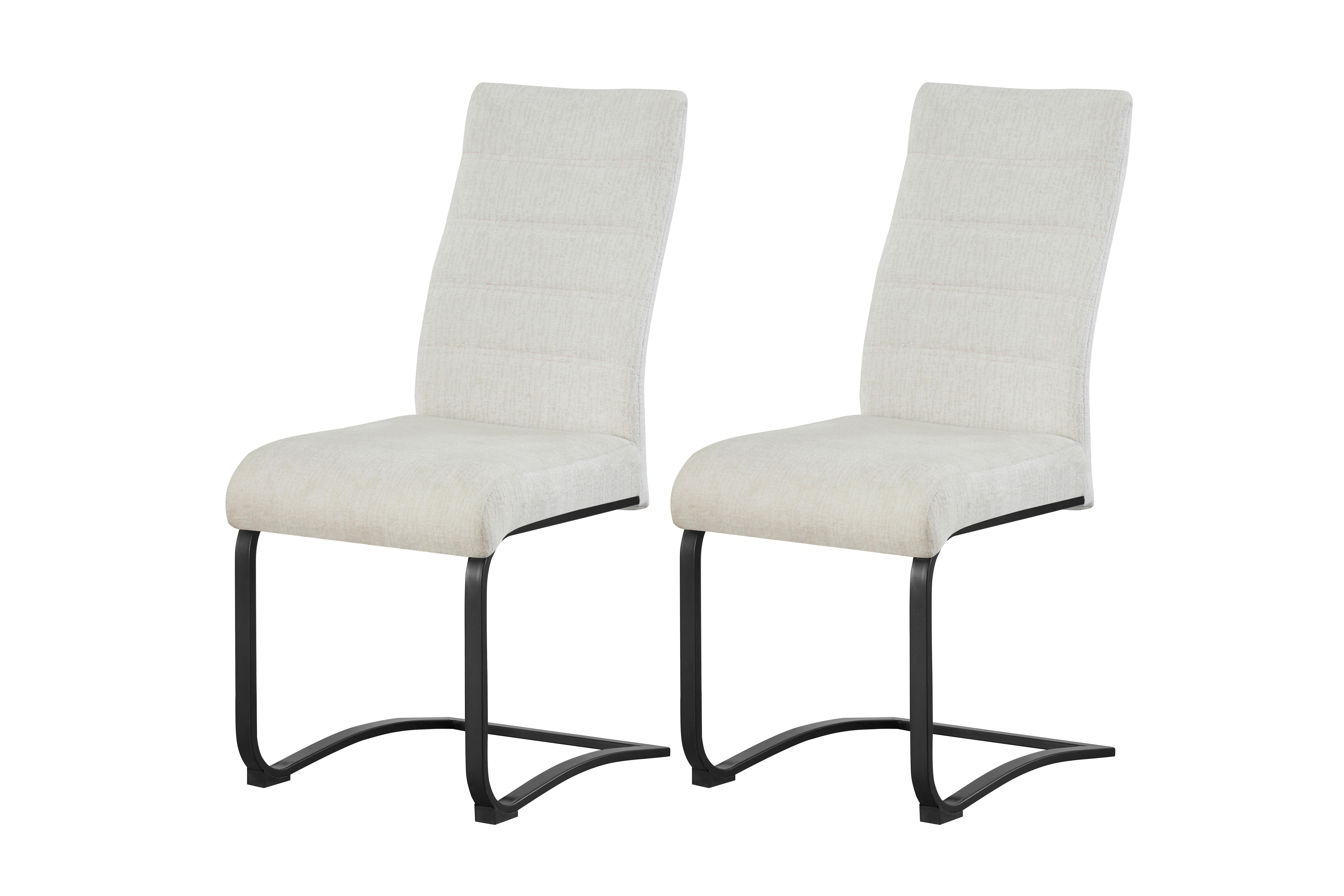 Szánkótalpas Szék Szett Leni - krémszínű/fekete, Modern, textil/fém (43/98/59cm) - MID.YOU