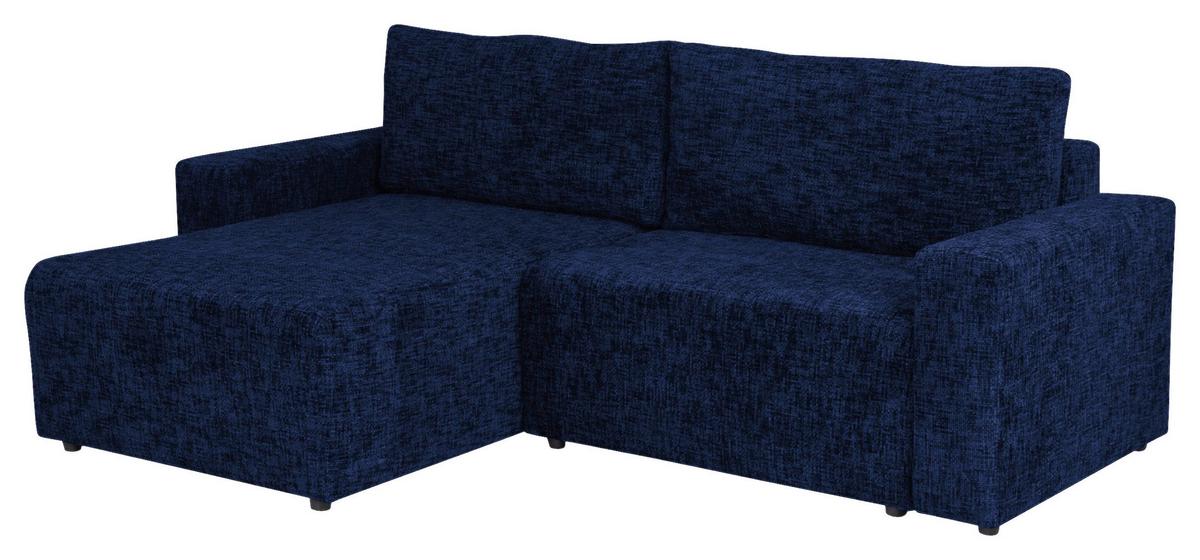 Ecksofa Dallas Velours Dunkelblau 258x173 Cm - Schwarz/Dunkelblau, MODERN, Holz/Kunststoff (258/173cm)